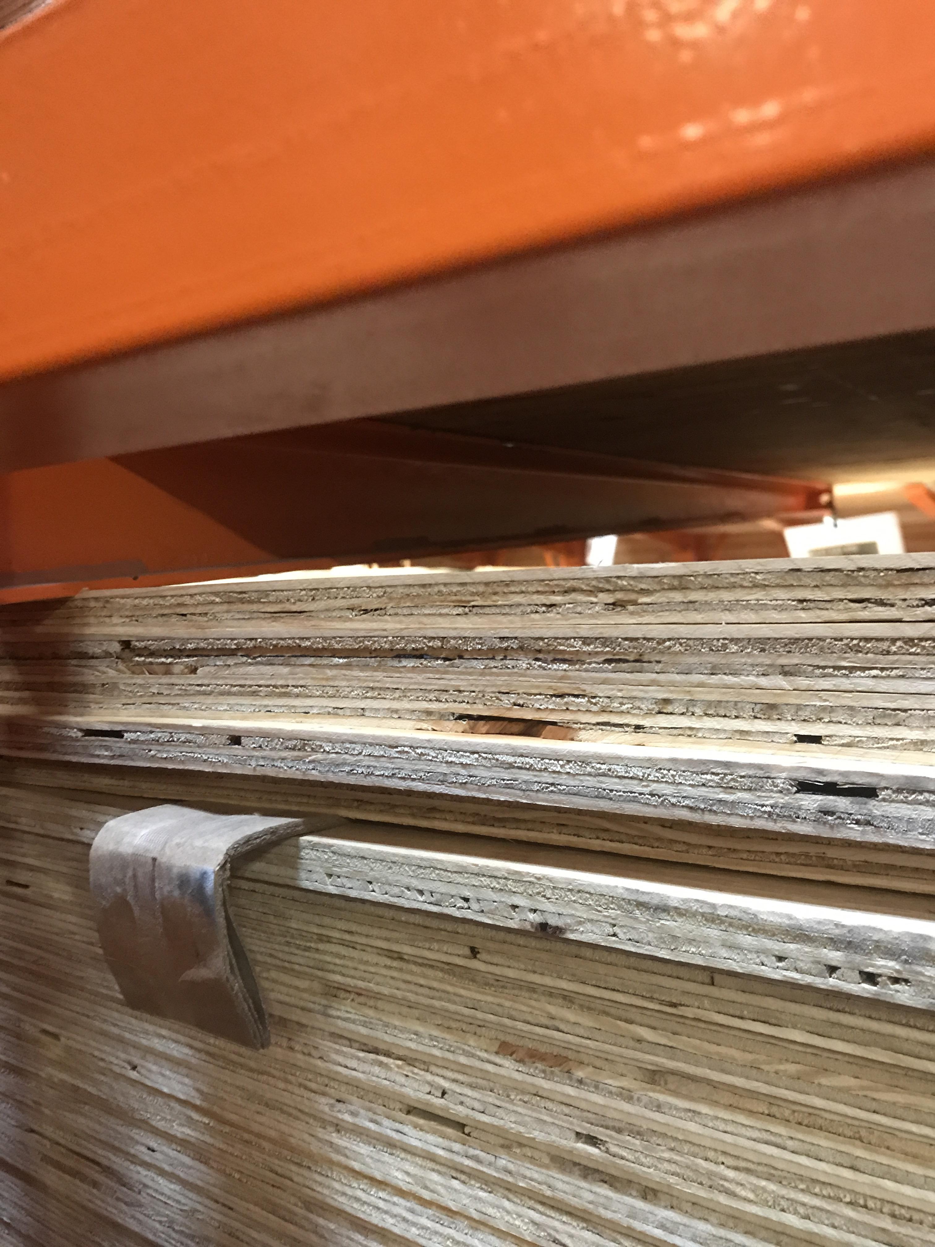 Lumber Recovery using the machines to wedge too much plywood into the