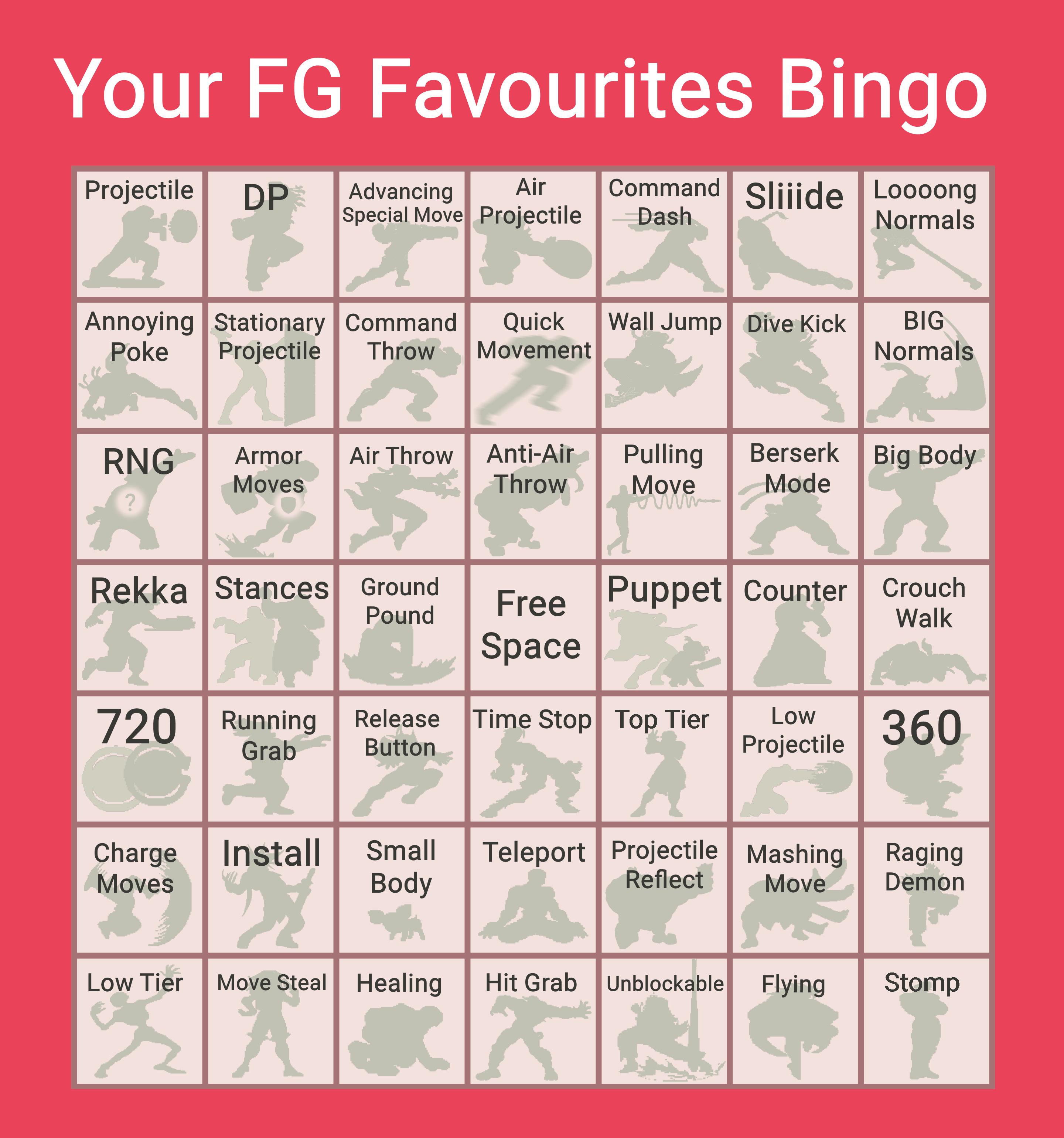 Made a bingo card for your preferred mechanics when picking a main r