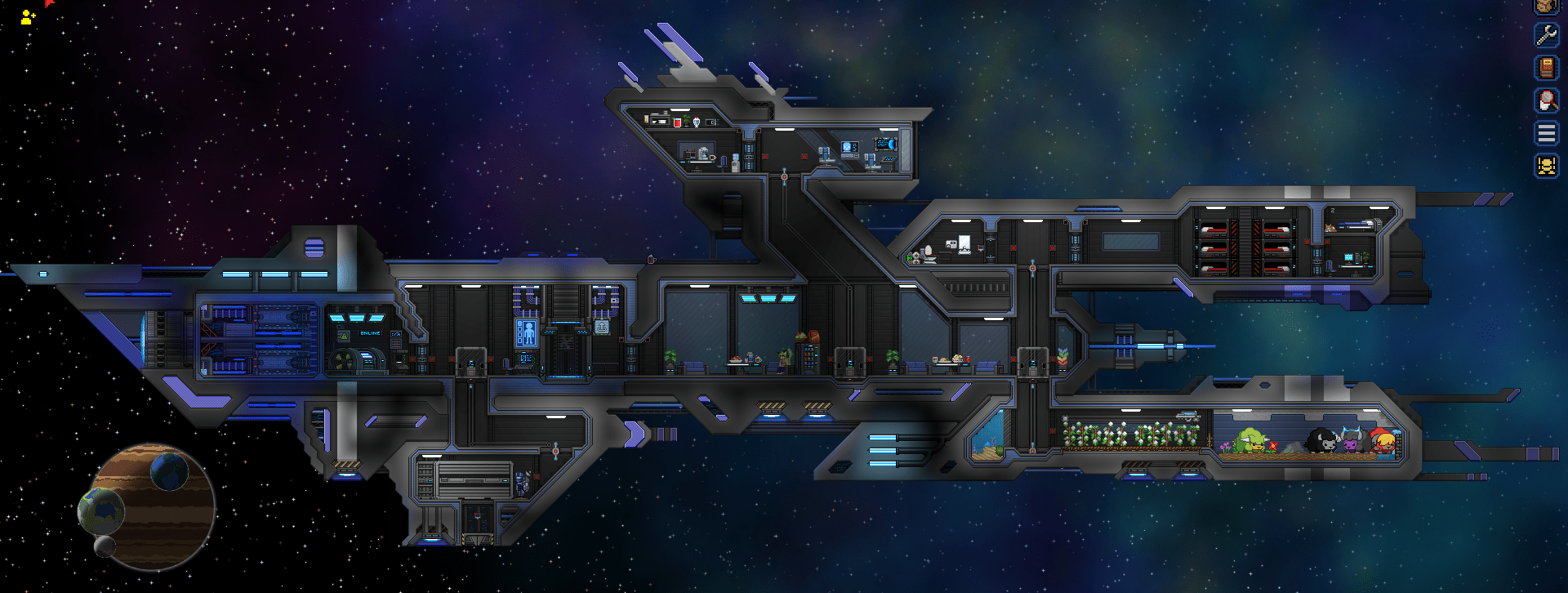 Finally finished my new ship! Pretty proud of it! r/starbound
