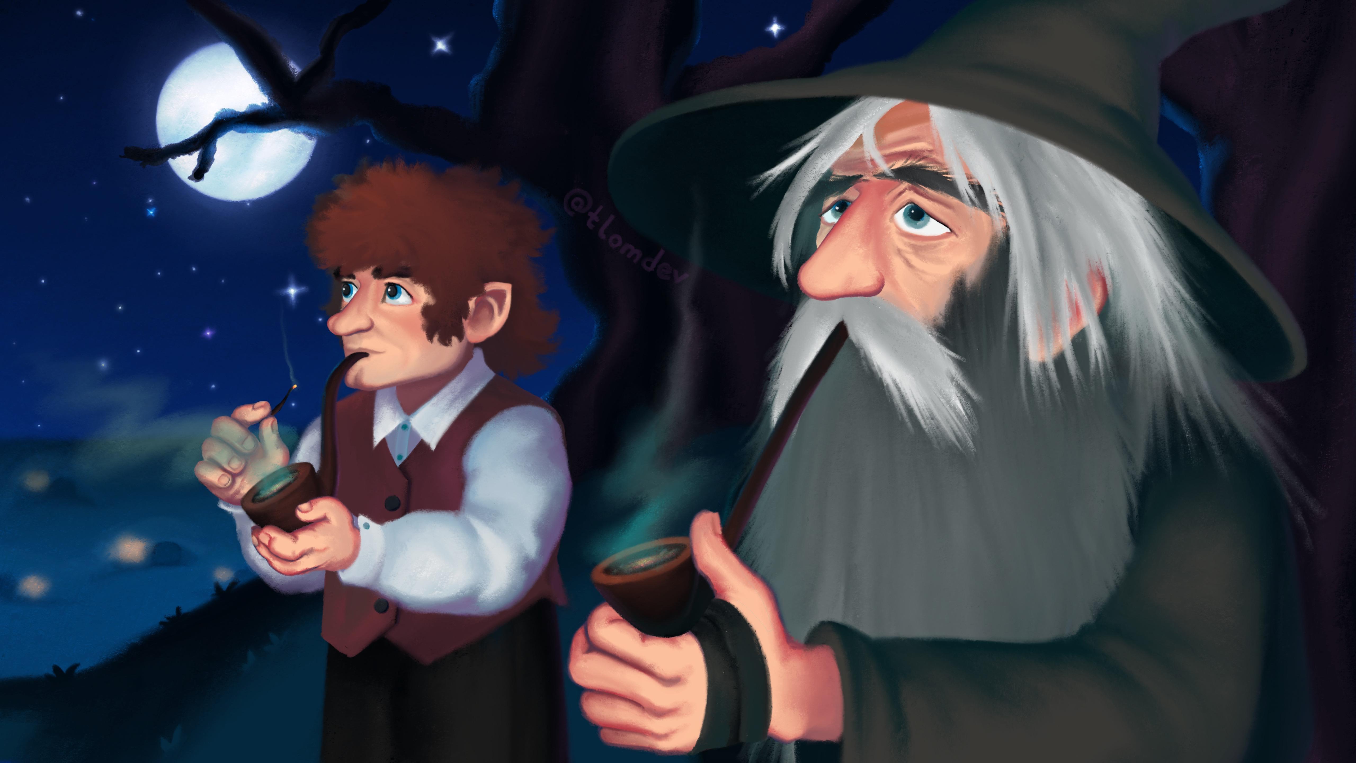 Bilbo and Gandalf smoking pipeweed. r/lotr