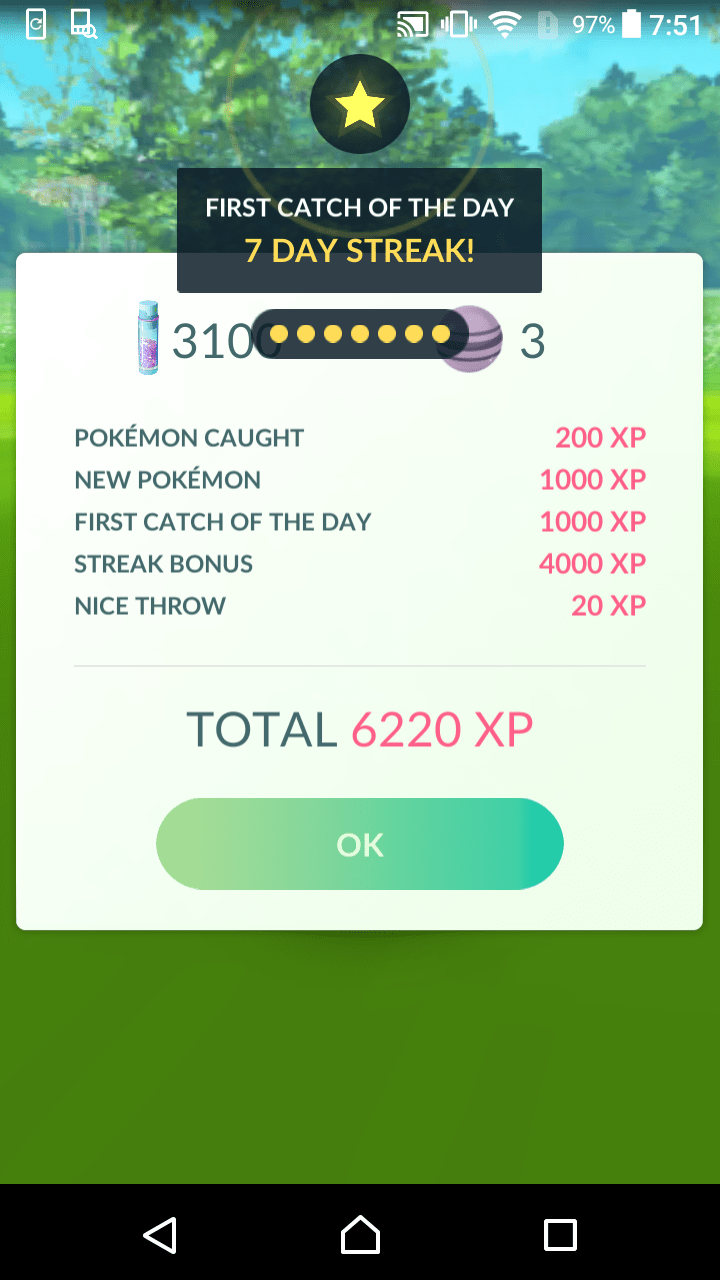 [Screenshot] Lucky Egg + New Pokémon + 7 Day Streak Bonus r/pokemongo