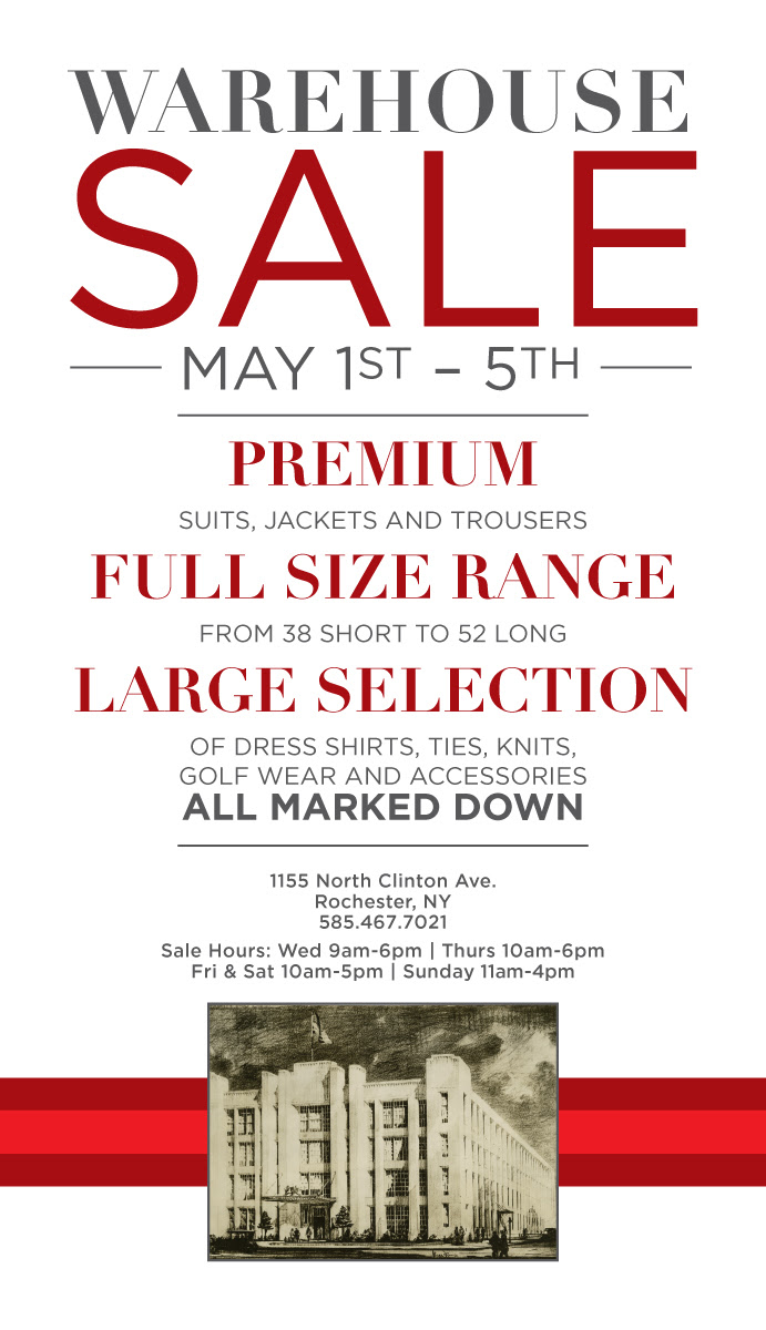 Hickey Freeman Warehouse Sale for those of you near Rochester, NY r