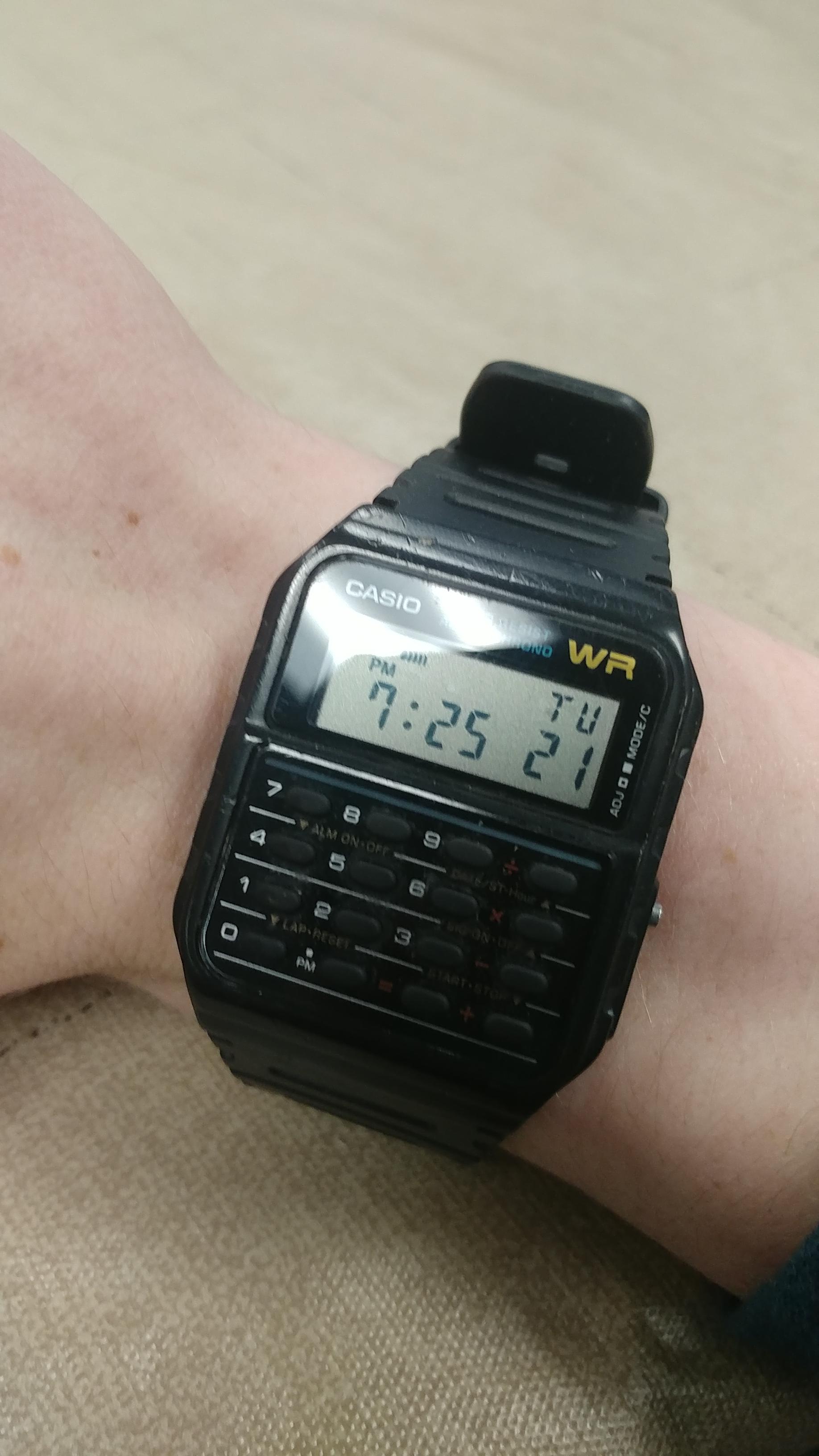 Casio calculator watch, got as a gift about 6 years ago and its still