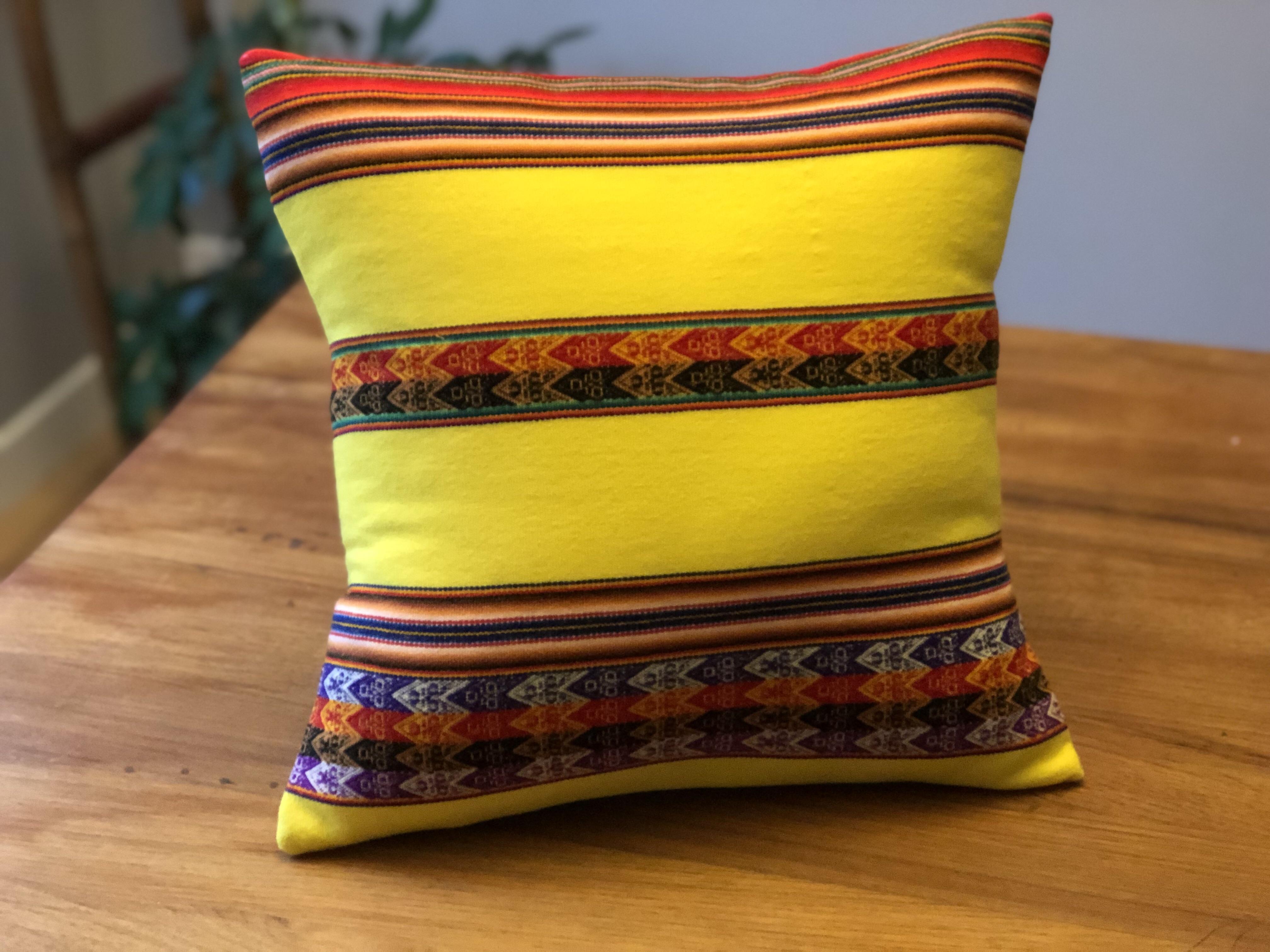 Started making cushion covers from material I got on my honeymoon in Peru! Easy zipperless