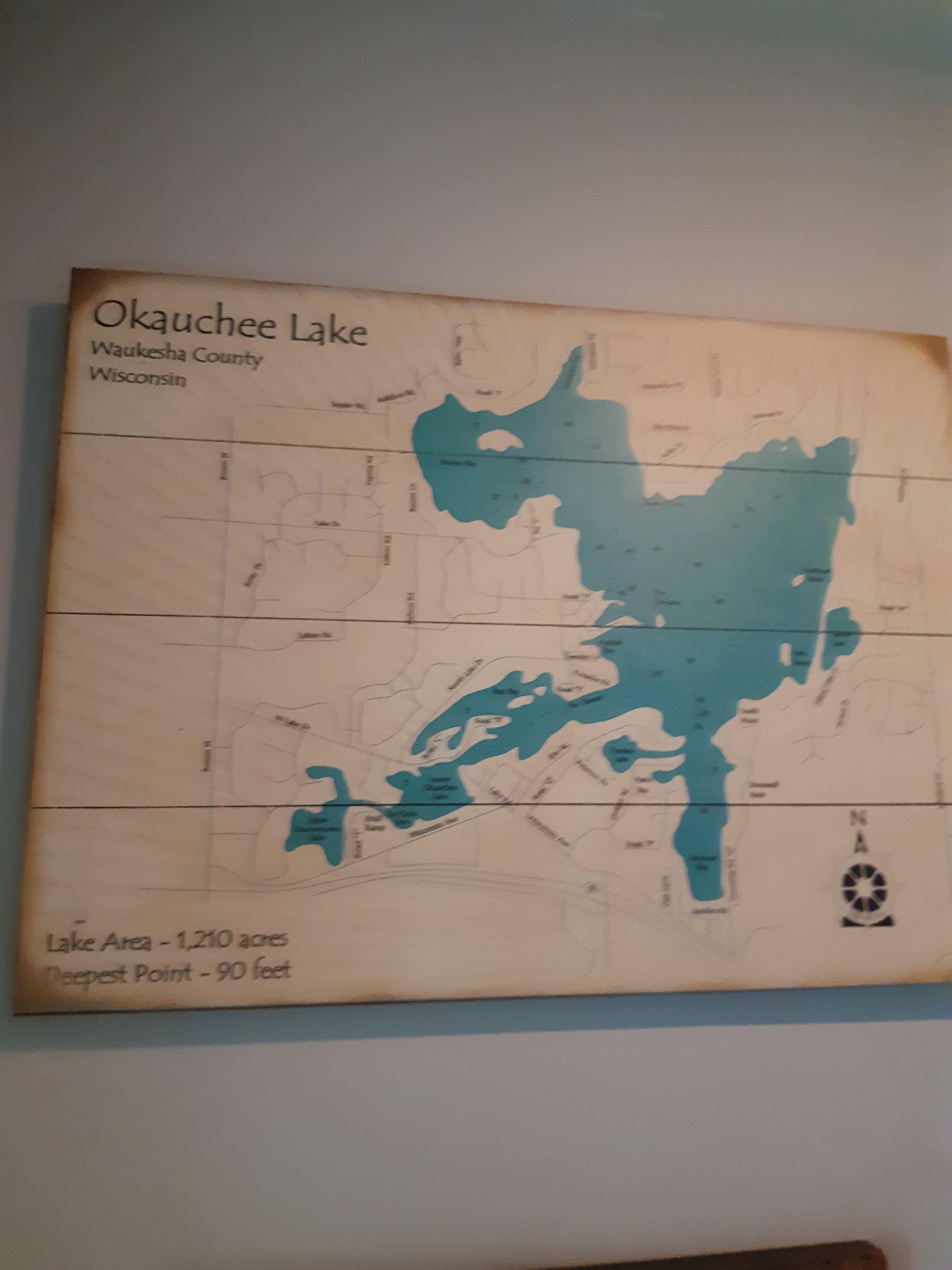 Woodcut map of Okauchee Lake, WI r/MapPorn