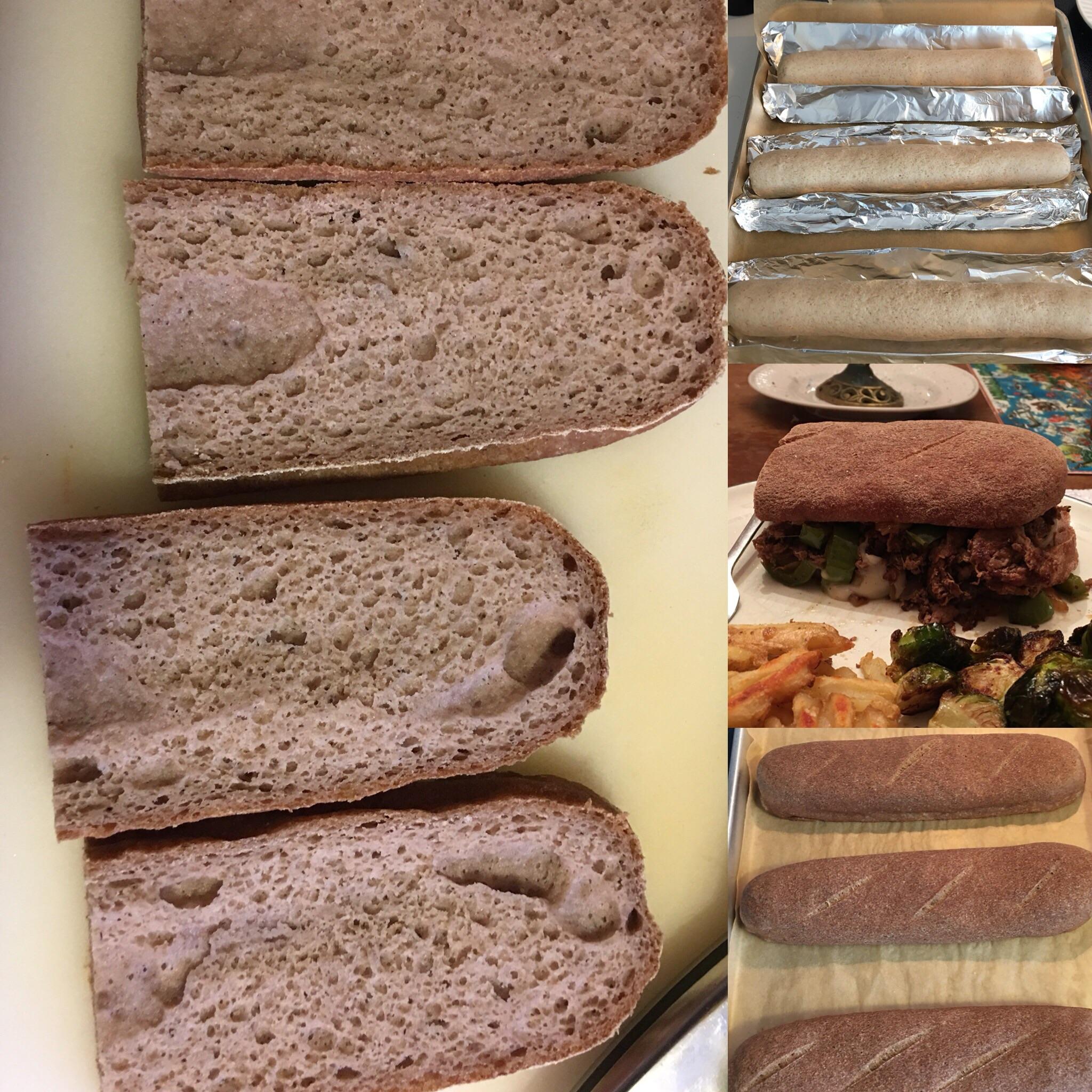 Gluten free sourdough sub rolls! +the resulting philly cheese steak