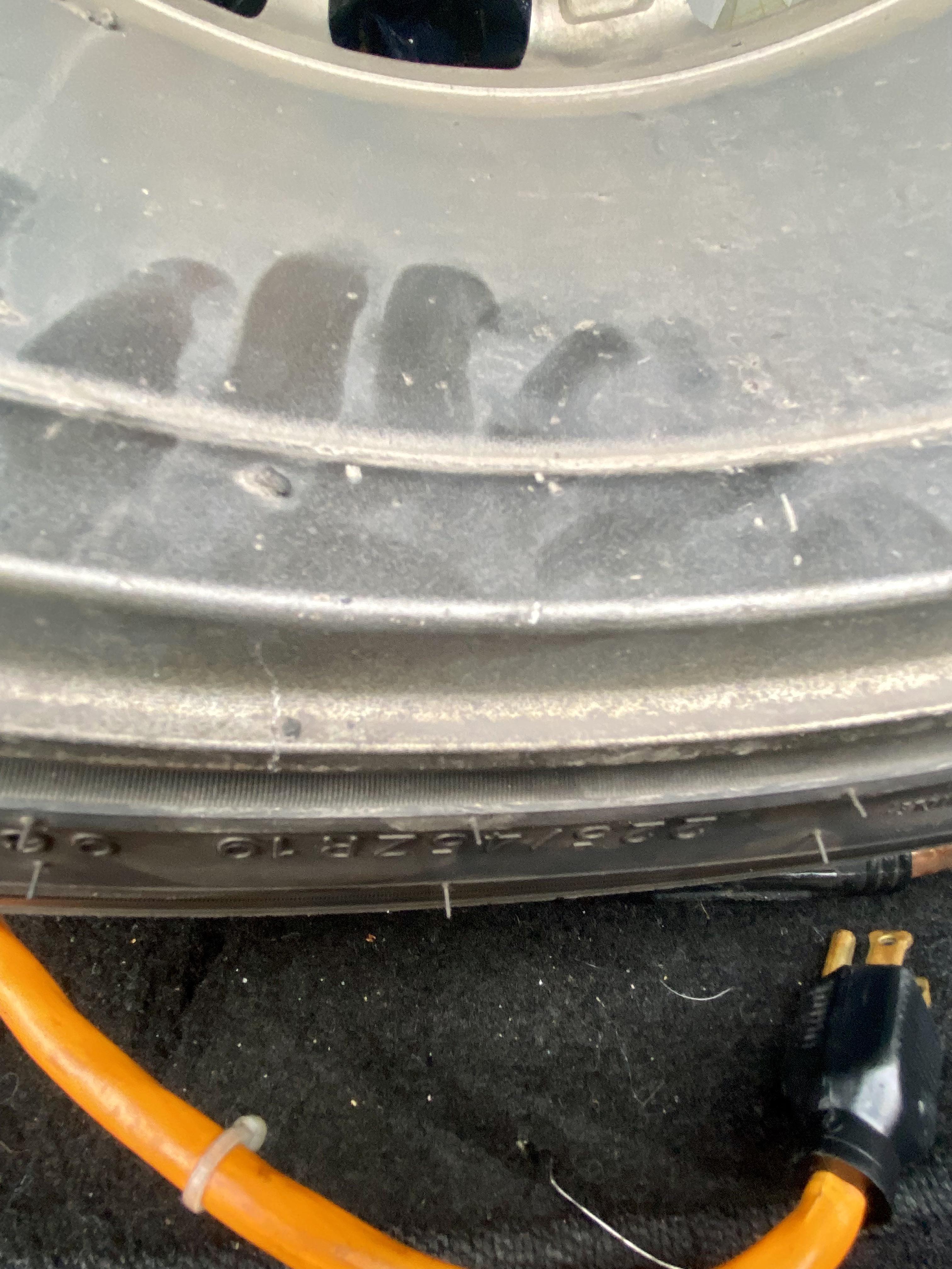 Hairline crack on bead of rim leaking air. Able to be welded or just go