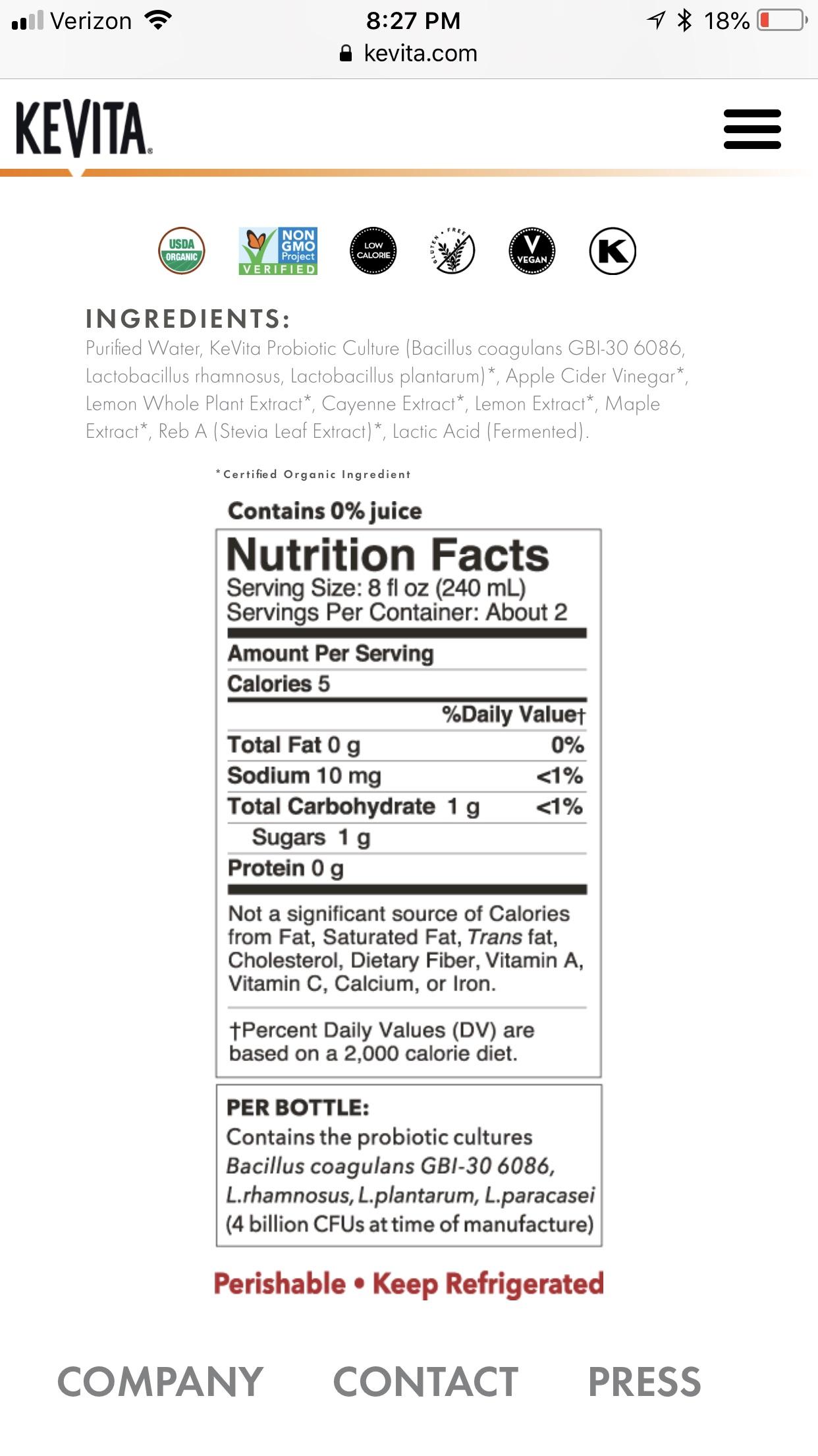 Kevita sparkling probiotic drink safe while pregnant? This is