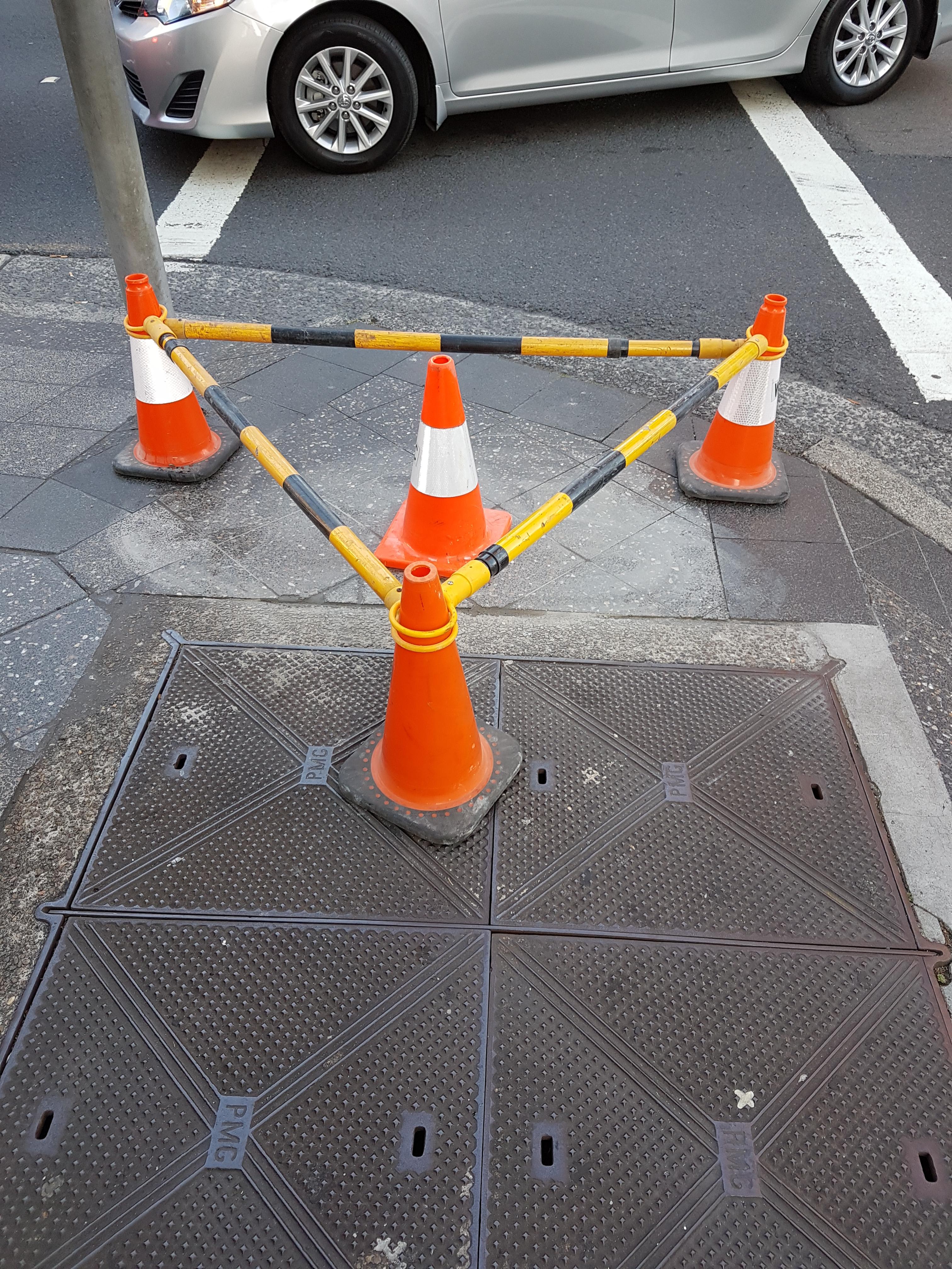 When you set up safety cones to warn pedestrians of your safety cone