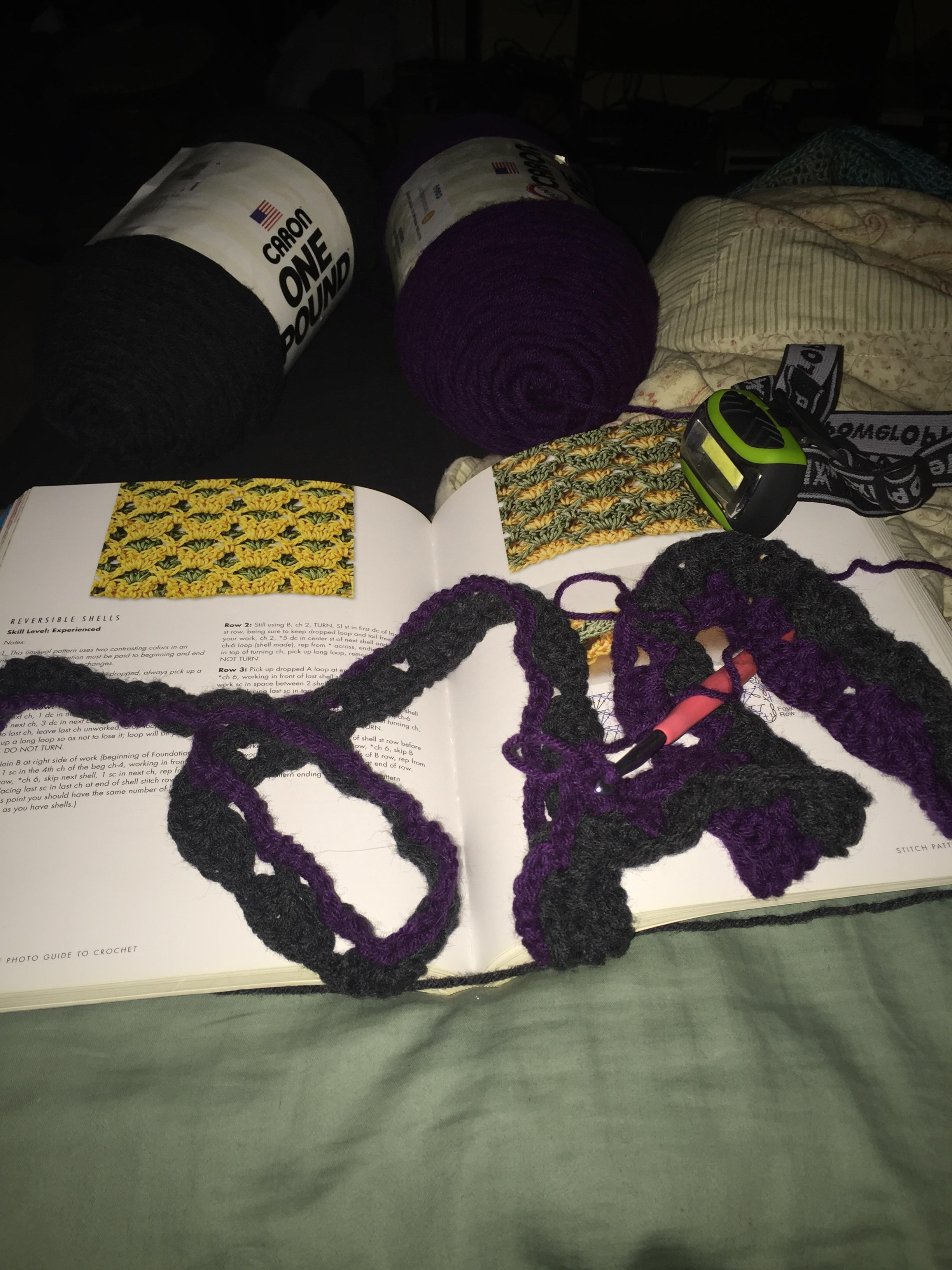 When the husband wants to sleep but the crochet must go on. crochet