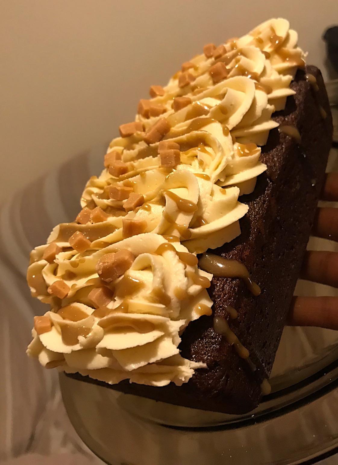 Sticky toffee loaf cake baked by my super talented baker friend! r/Baking