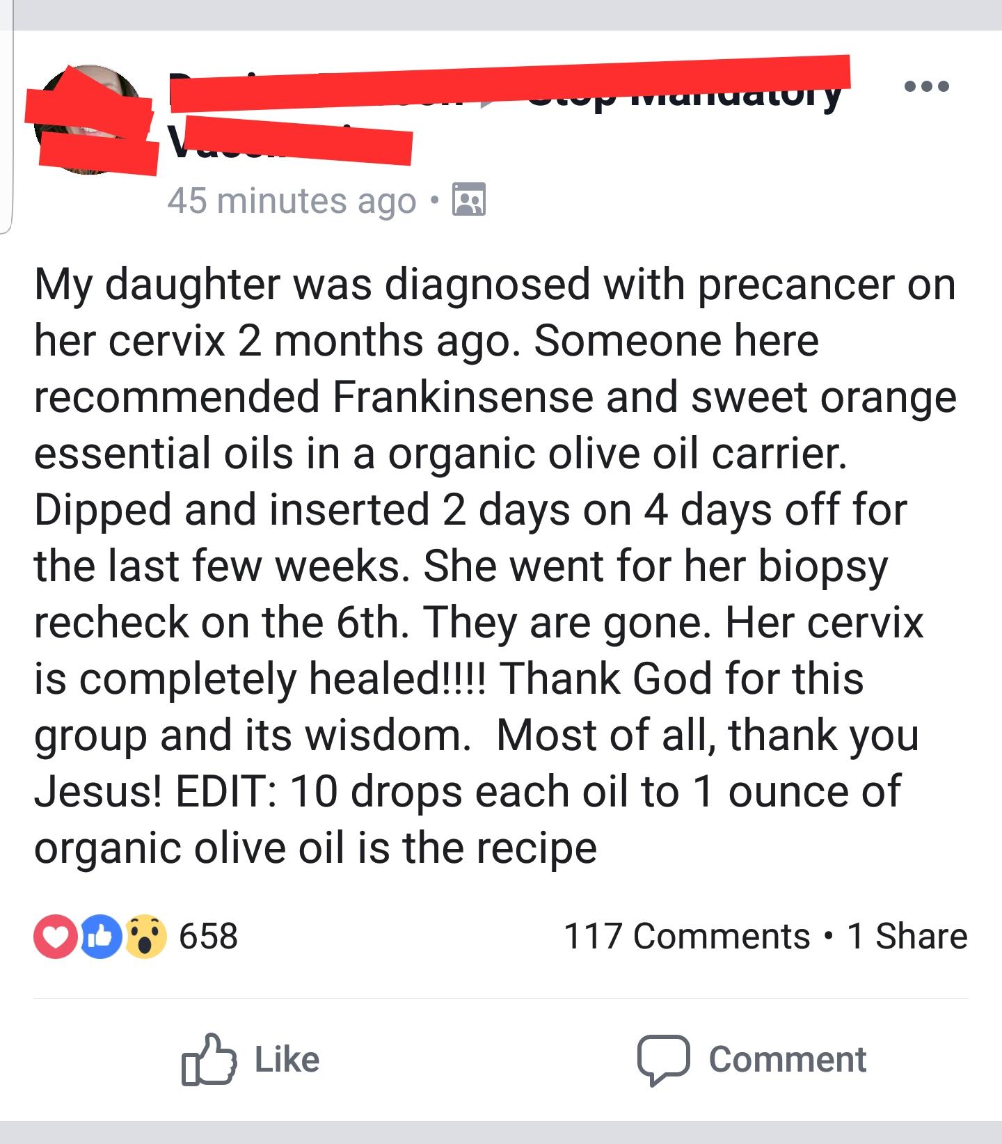 Essential Oils up the vag saves the day. r/ShitMomGroupsSay
