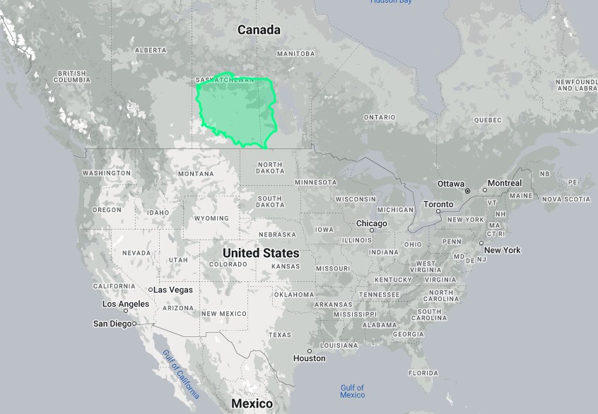 True size and latitude of Poland vs North America r/poland
