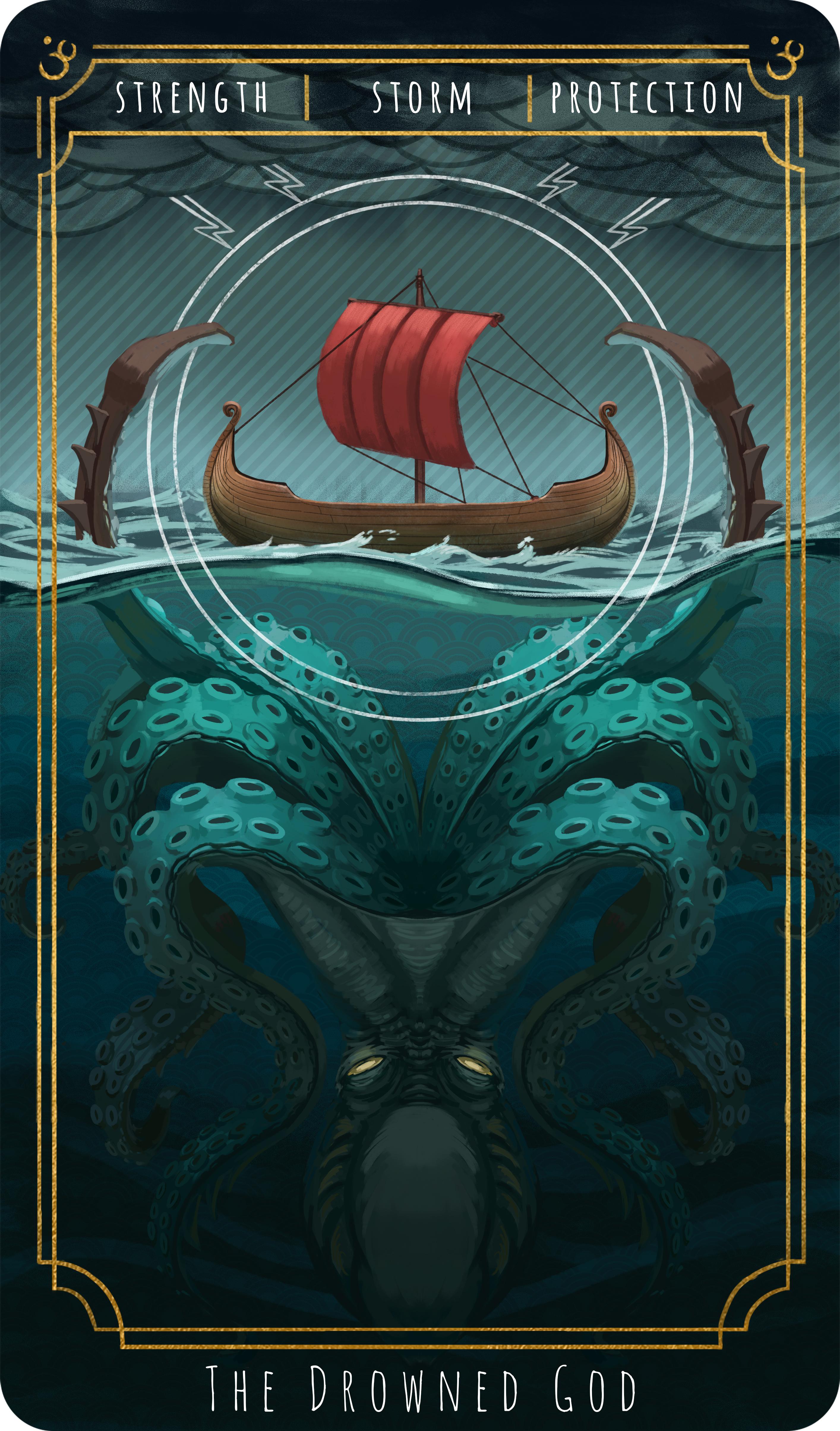 [OC] [ART] The Drowned God, Tarot card for a homebrew Deity (me again!) r/DnD
