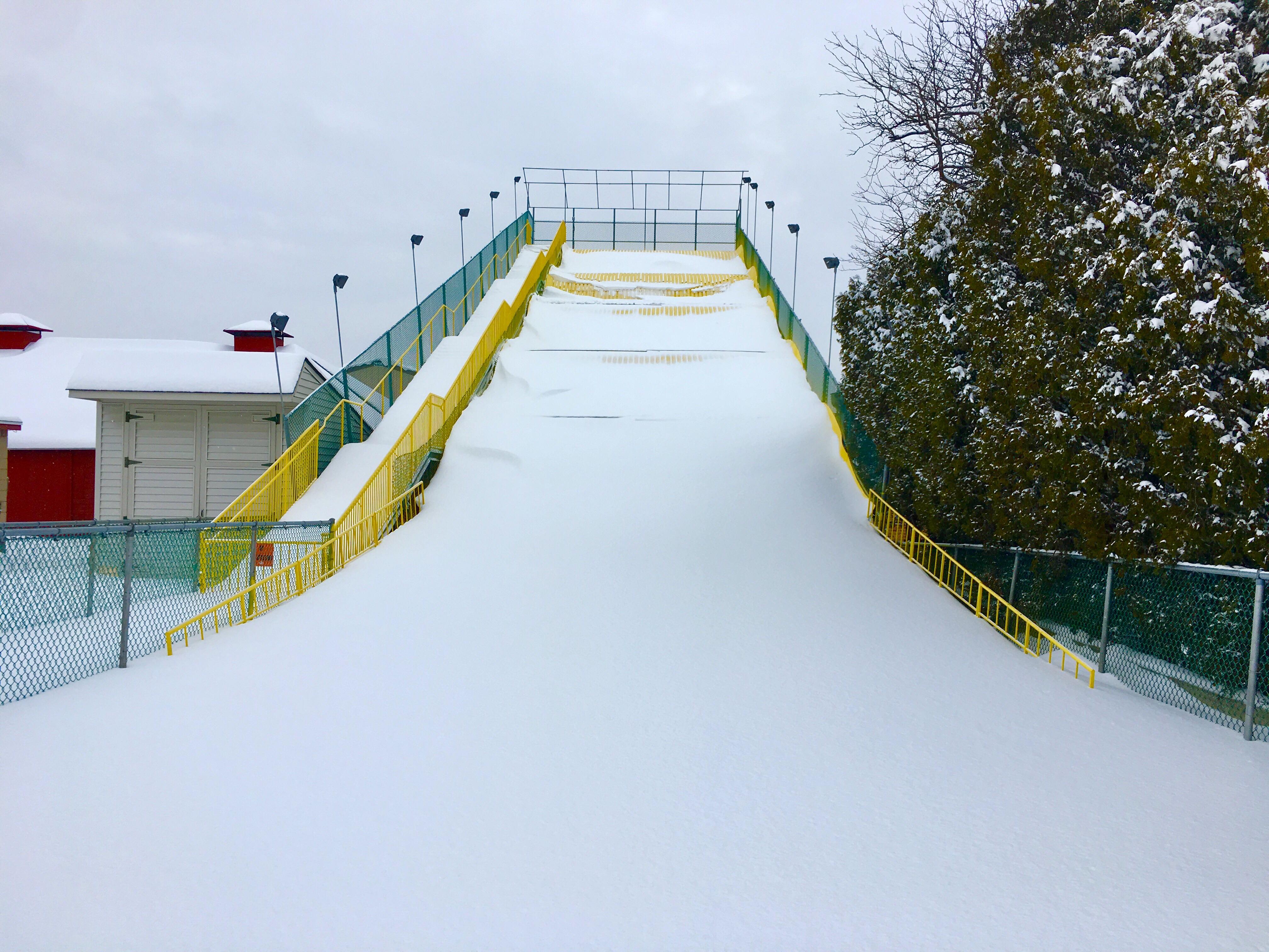 Very tempted to slide down the big yellow slide at State Fair today