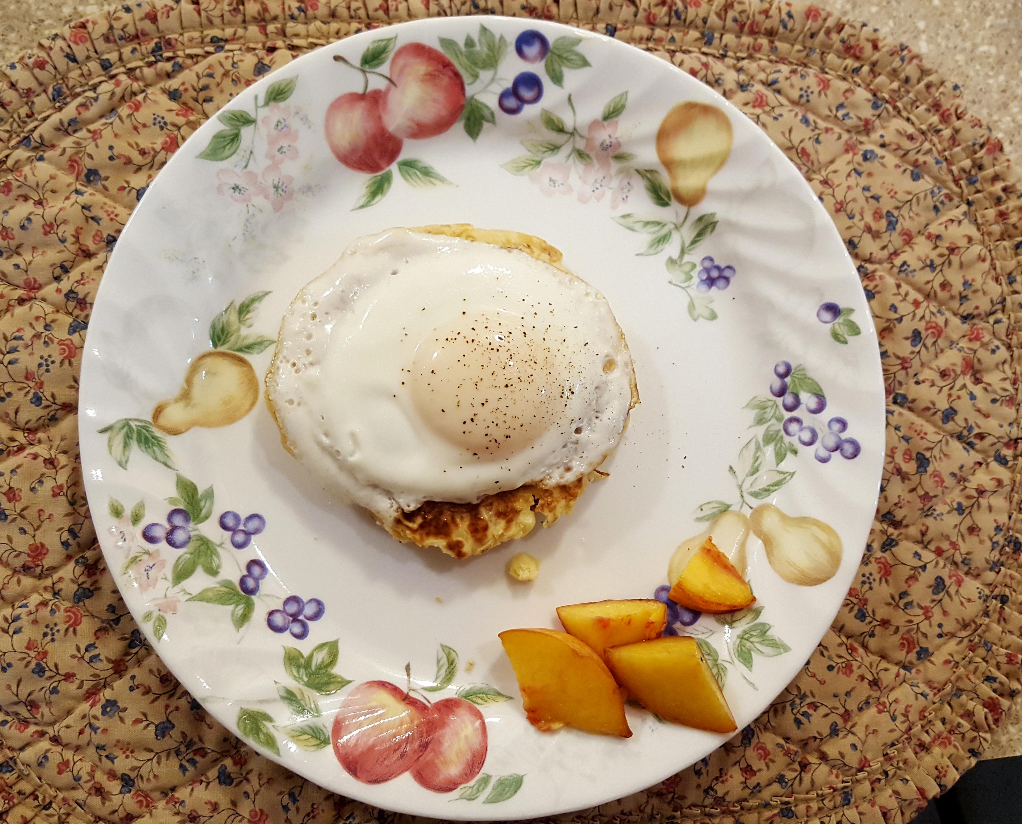 August Pennsylvania Dutch Breakfast Egg on fresh sweet corn and diced