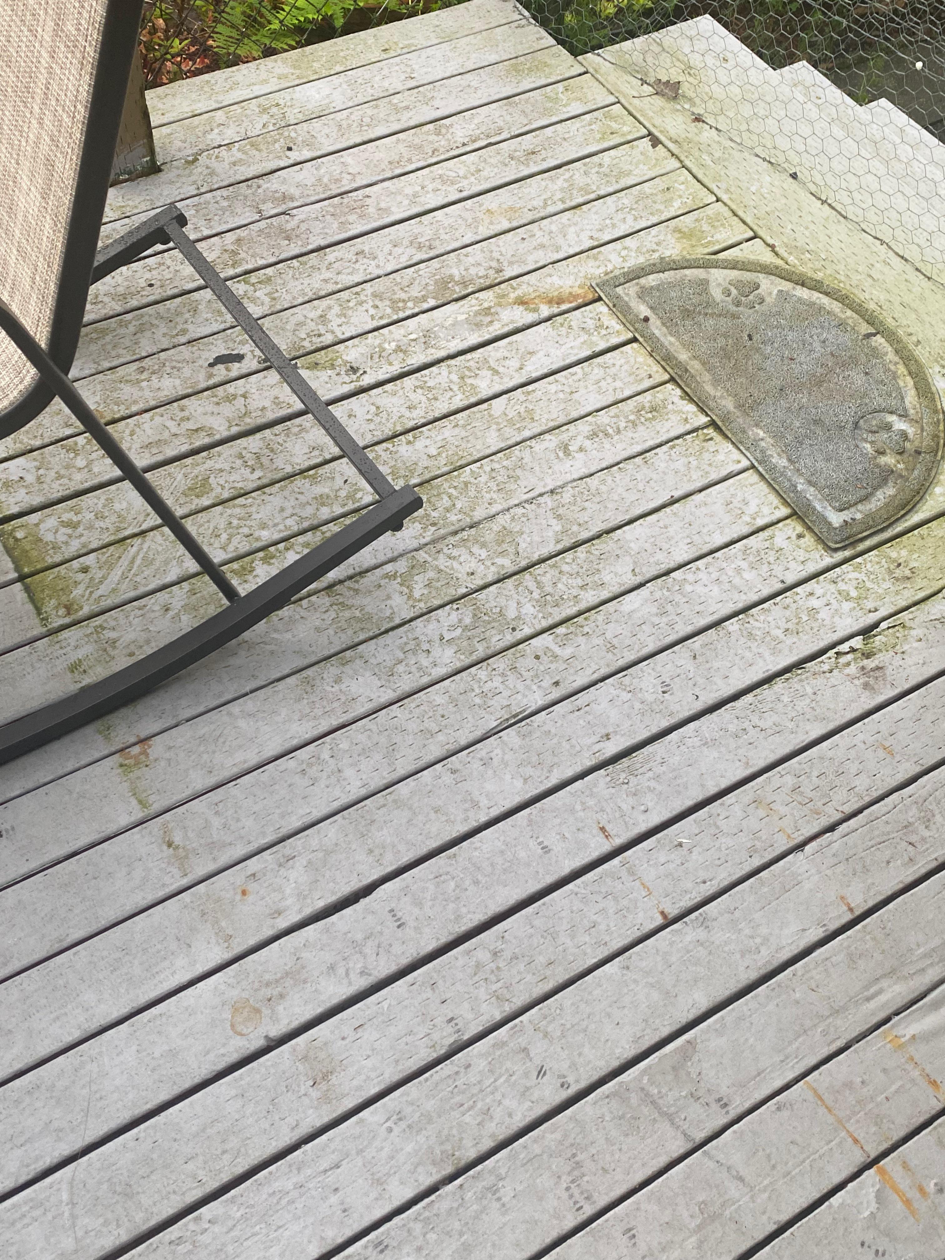 Need advice for cleaning a painted wood deck in a rental property
