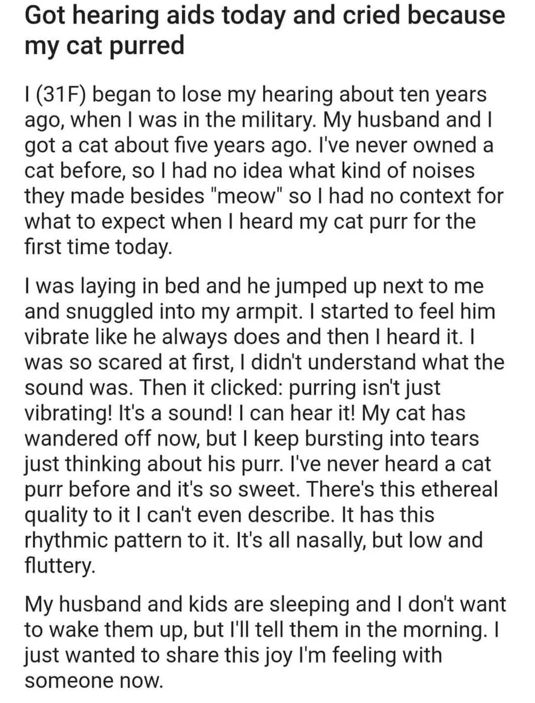 I always get emotional when my cat purrs, cats are just perfect