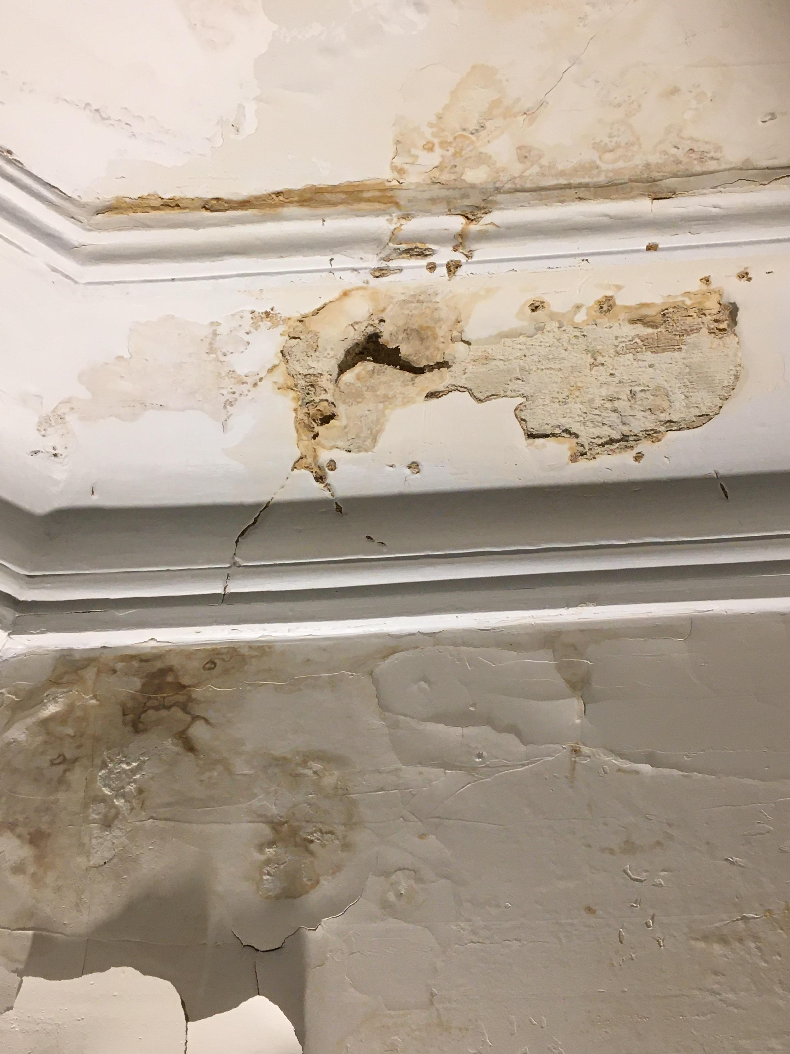 I’m guessing it is water damage from the apartment above , is there a