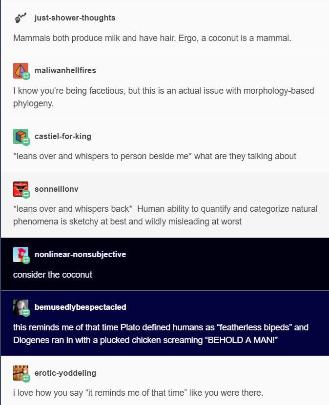 Coconuts are mammals r/tumblr