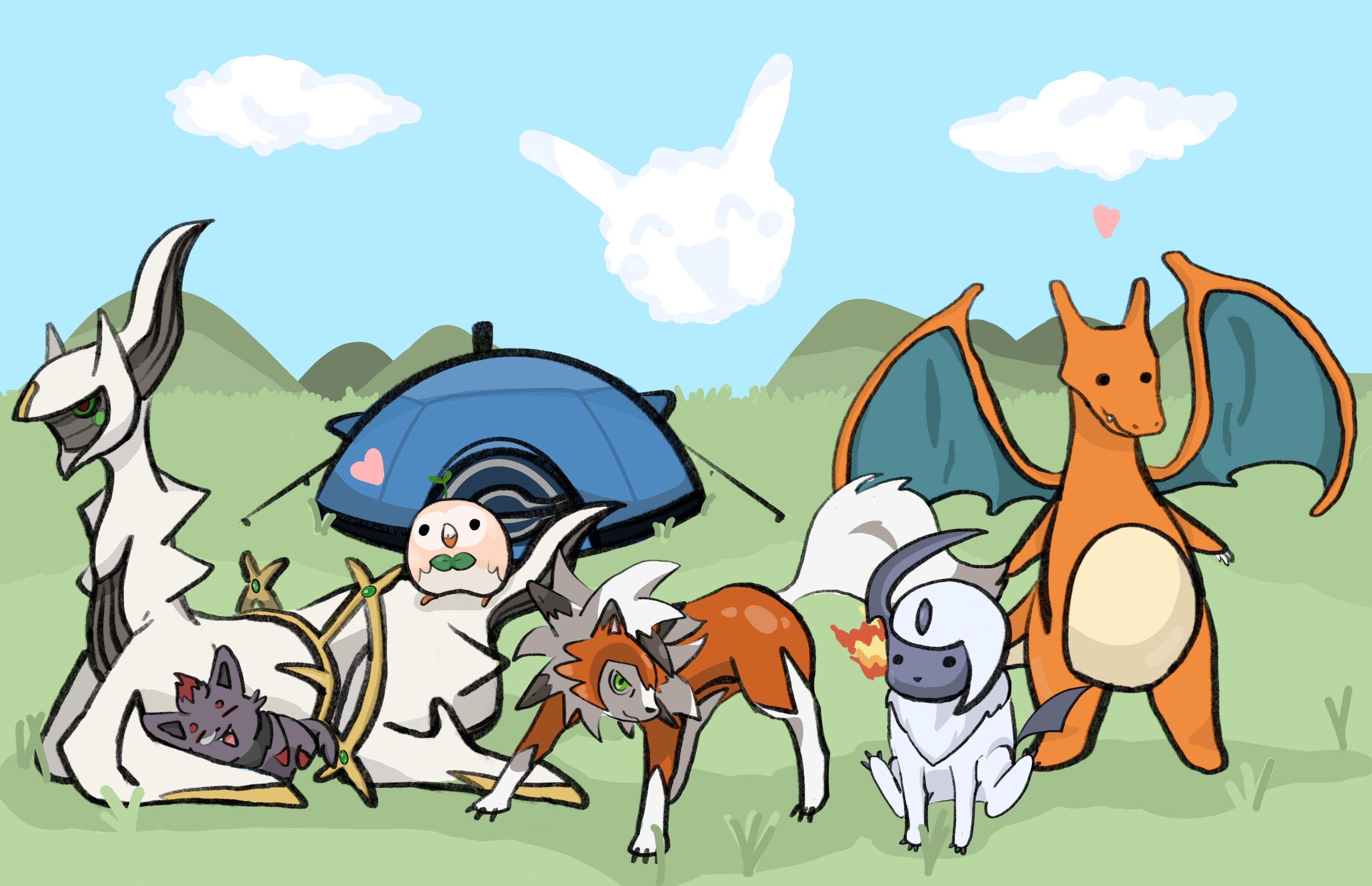 Pokemon camping ! Drew this via Procreate ) Enjoy ! pokemon