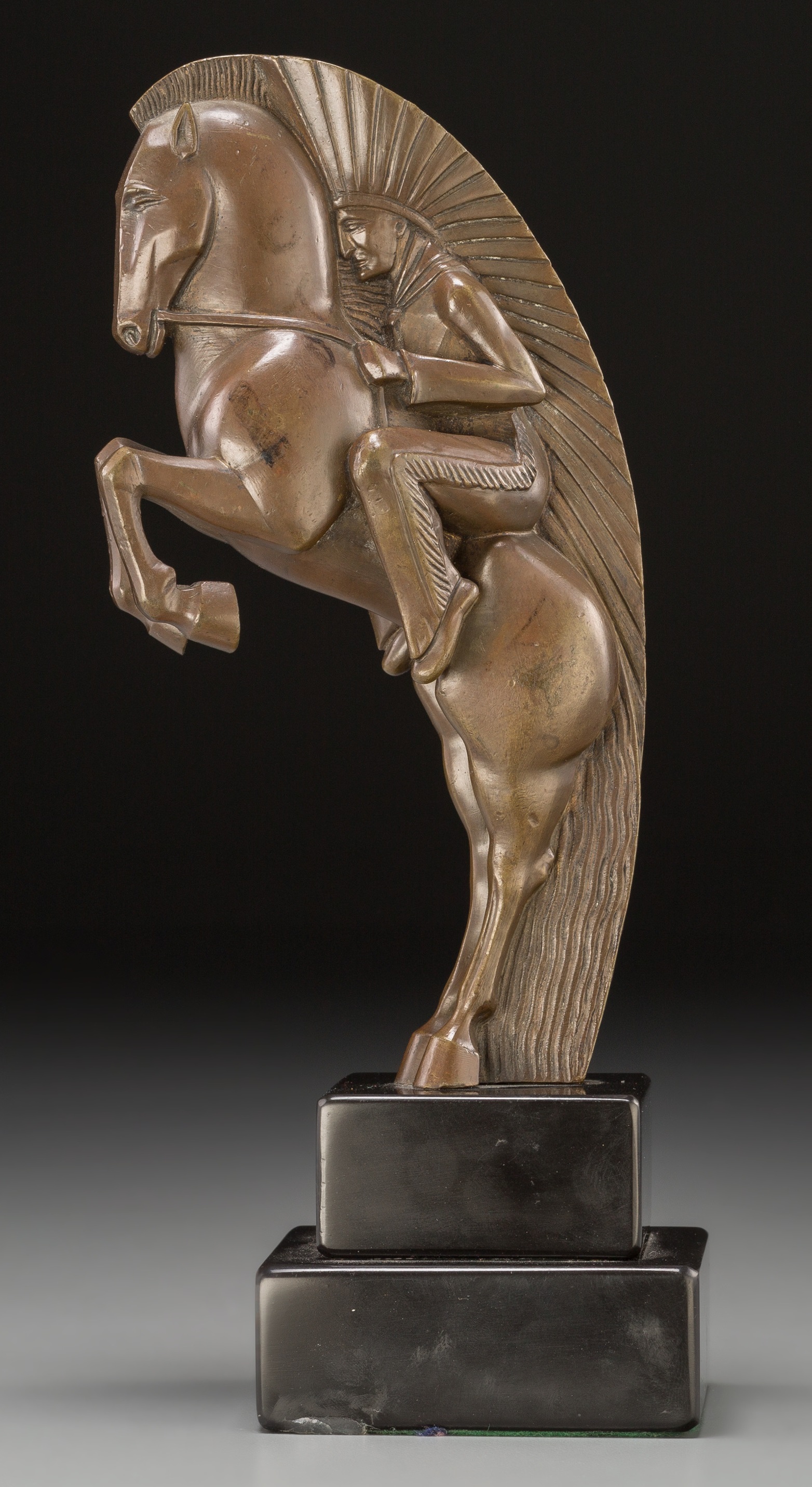Art Deco Native American statue (unsigned and undated, circa 1920s) r
