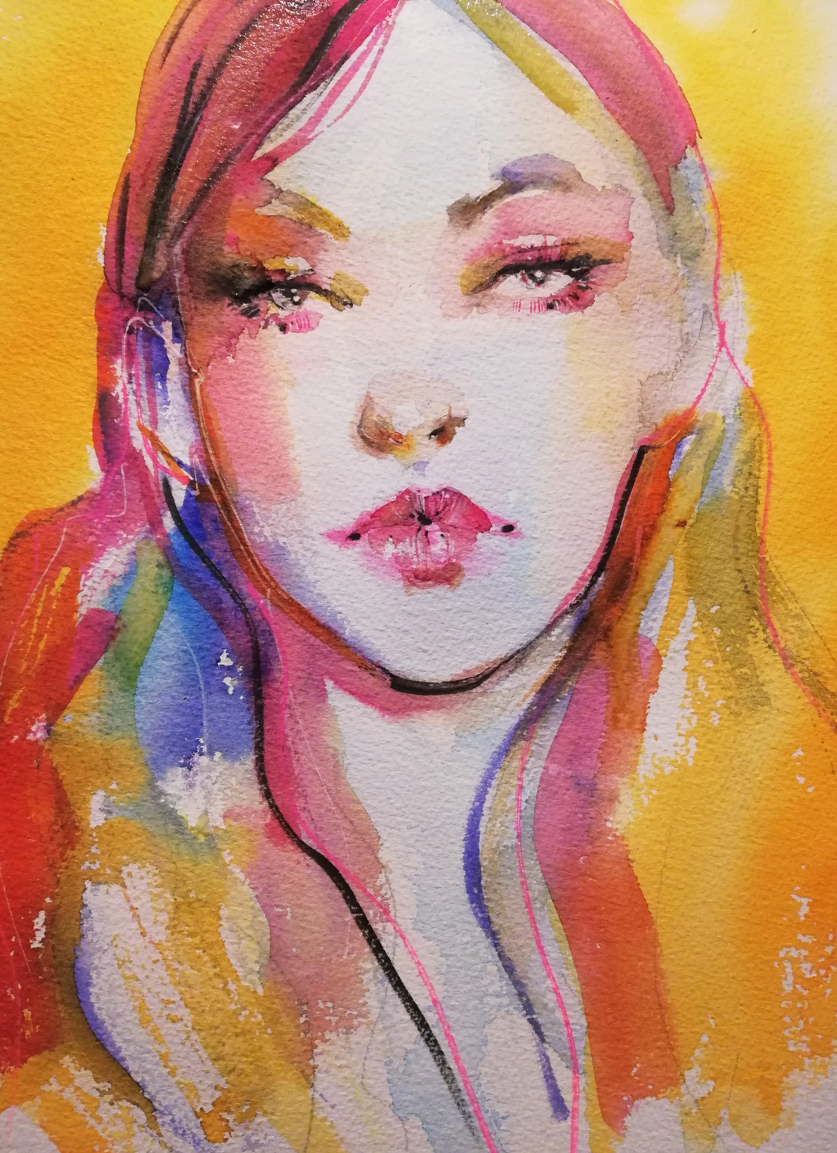 Quick painting. Rainbow hair. r/Watercolor