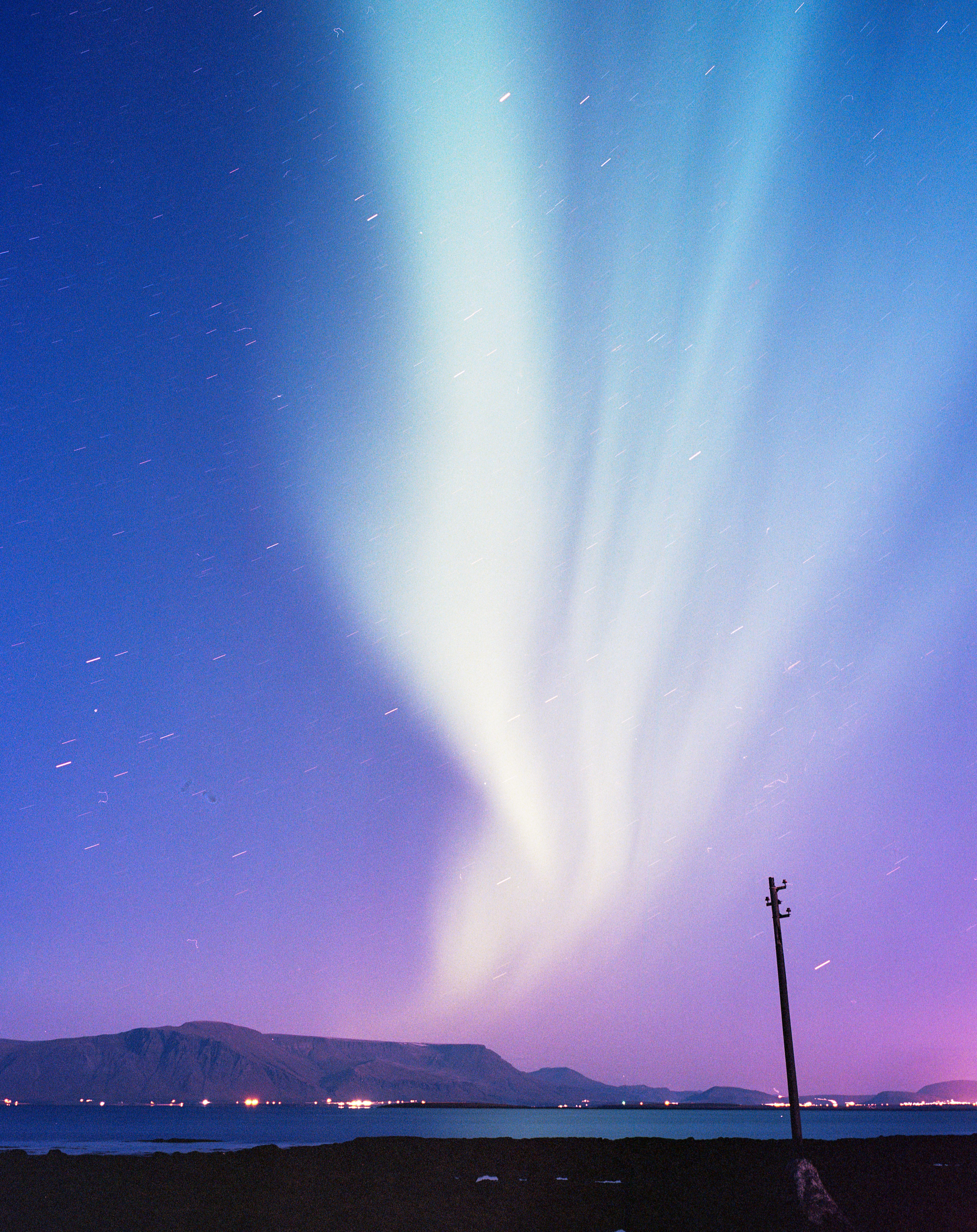 Northern Lights in Reykjavik [Fuji GSW690III, Kodak Portra 800, self