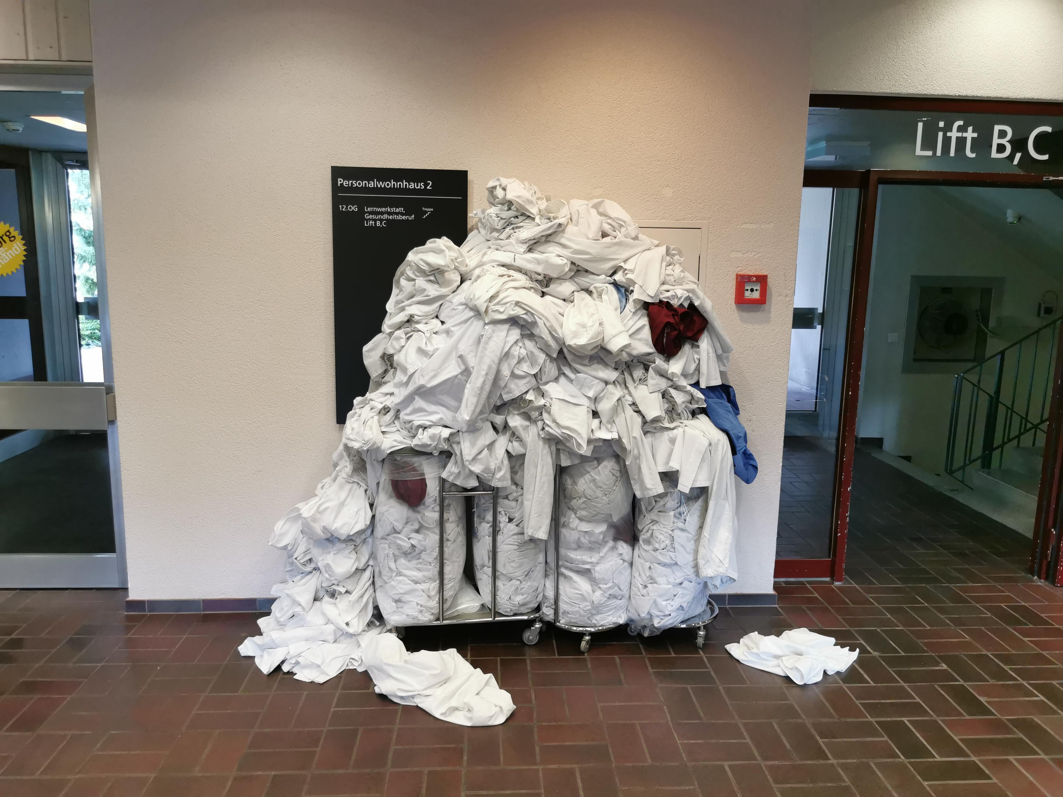 I had a marvelous day. So here's a photo of dirty hospital laundry from