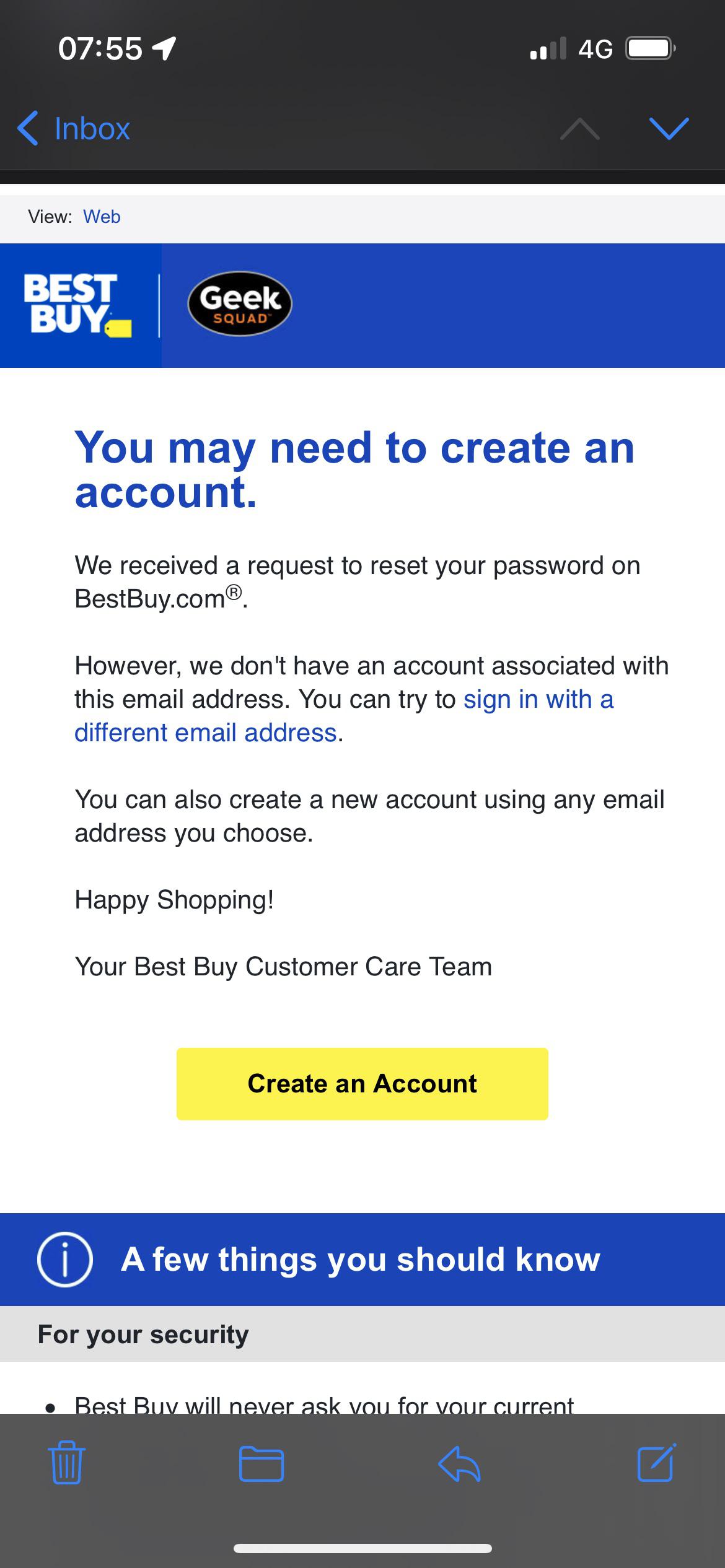 Some one just tried to use my email to make a Best Buy account , should