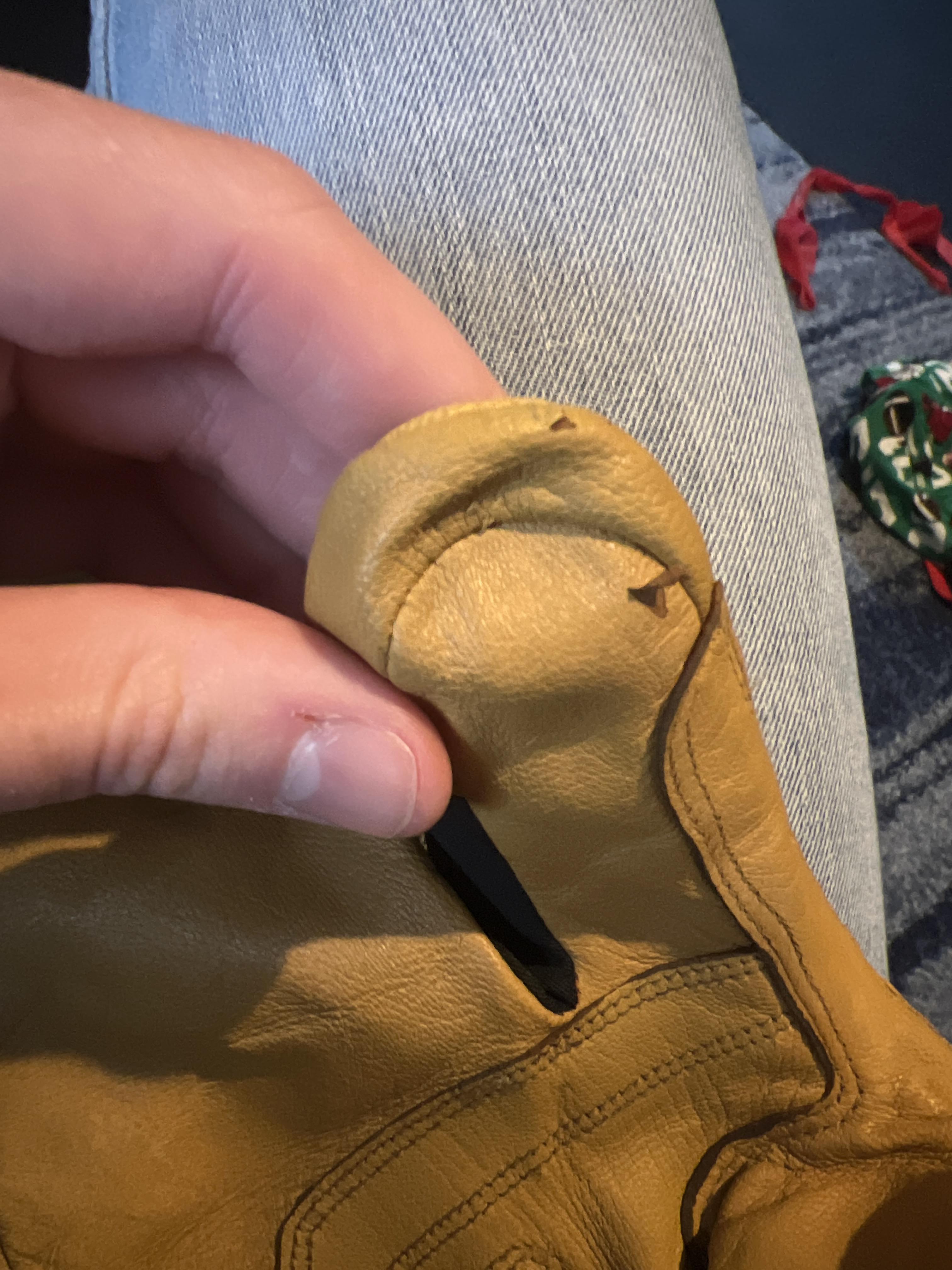 Unsure on how to fix these gloves, any advice？ Goat leather palms on
