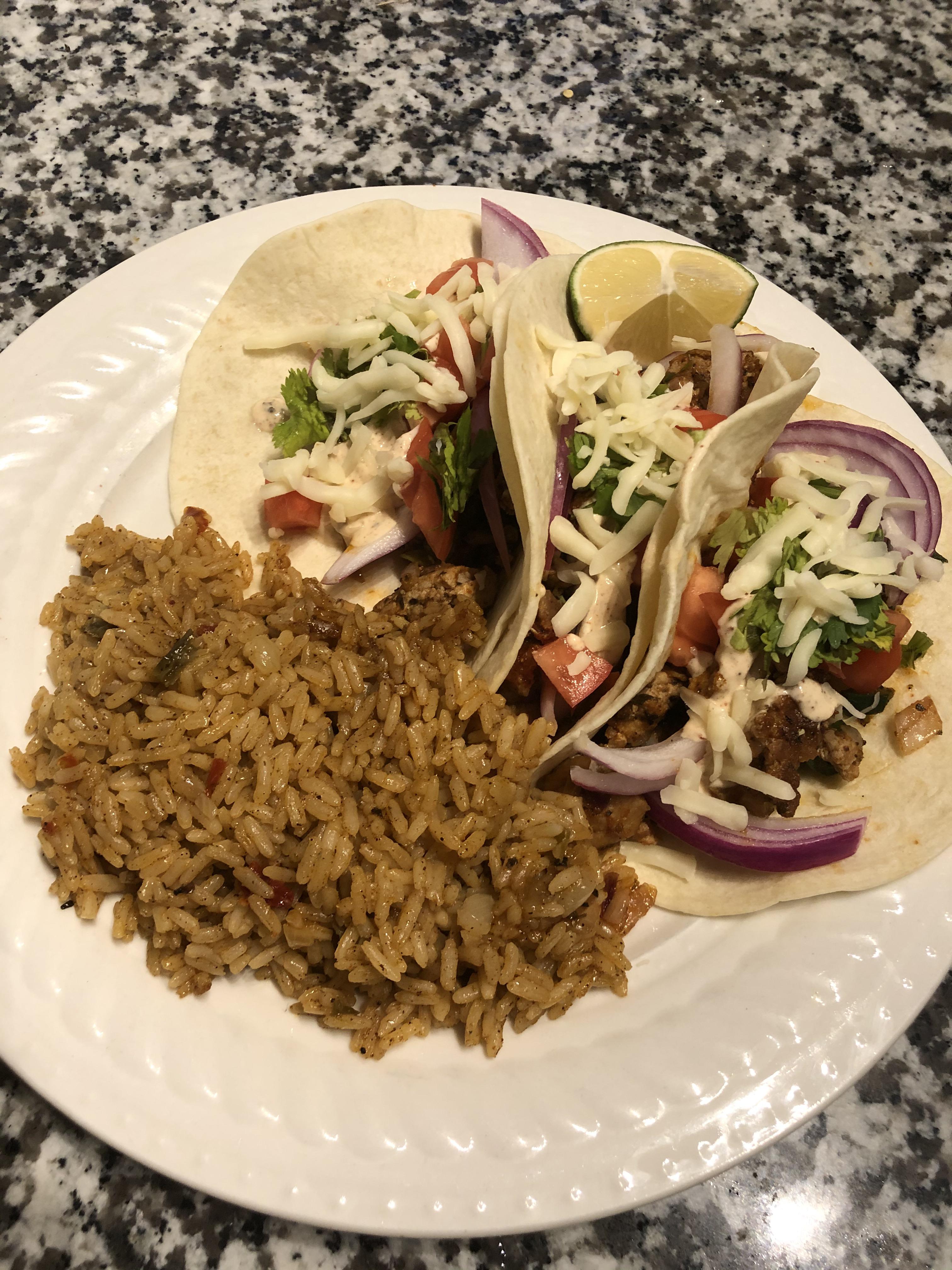 Pork carnitas tacos! They sent me the Tuscan heat spice instead of the