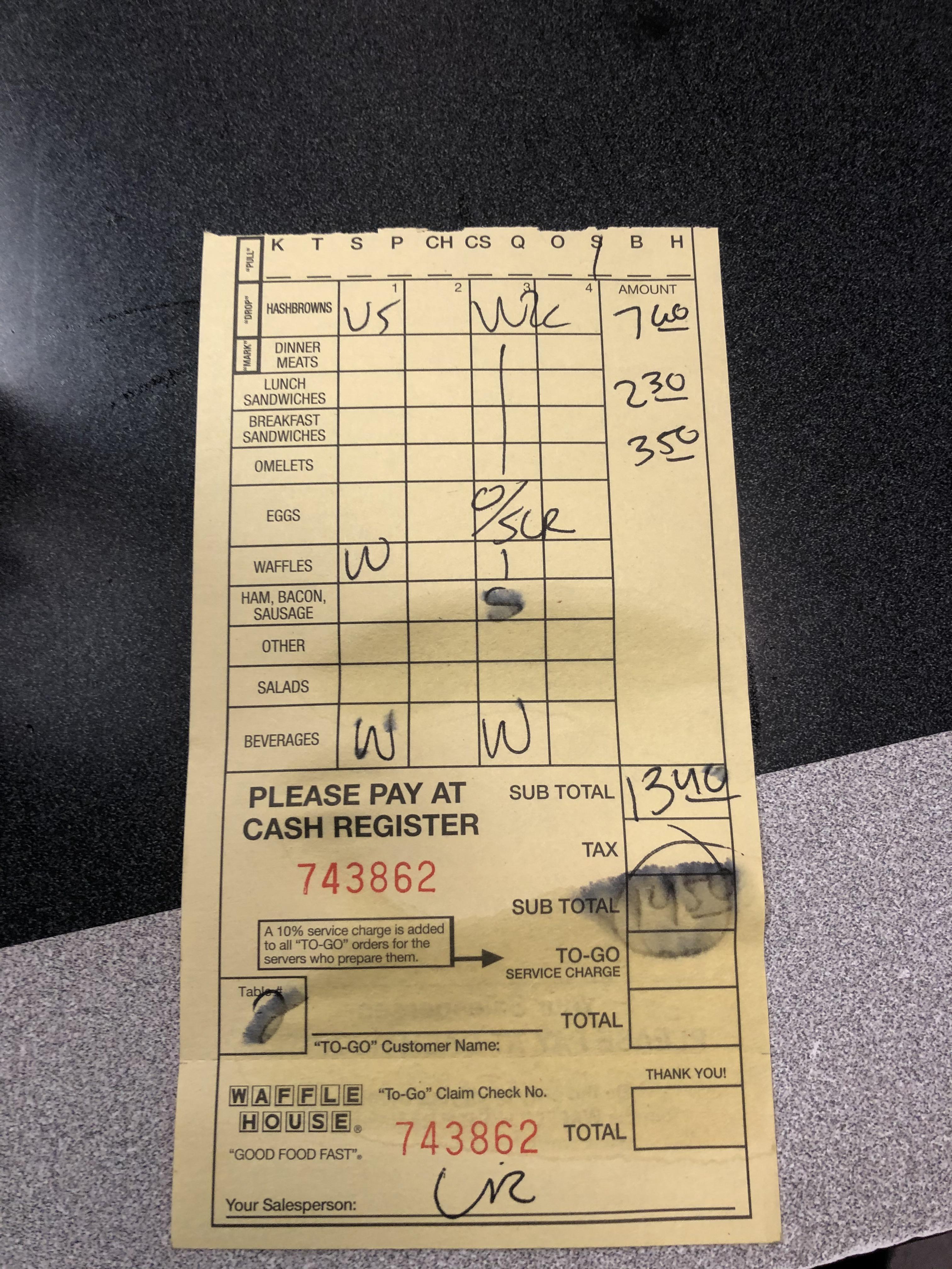 The receipt from Waffle House r/mildlyinfuriating
