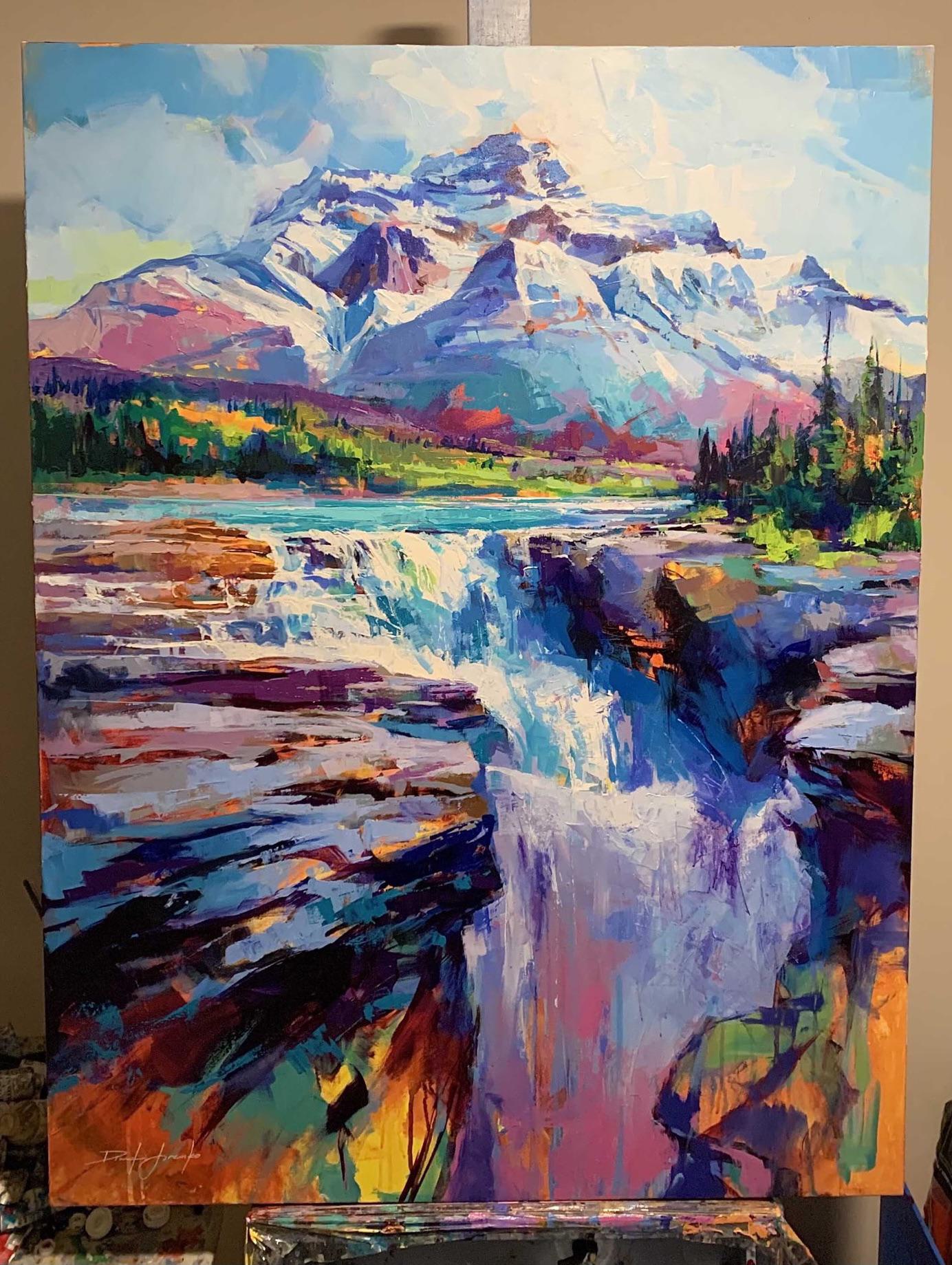 I wanted to share my recently finished painting of Athabasca Falls