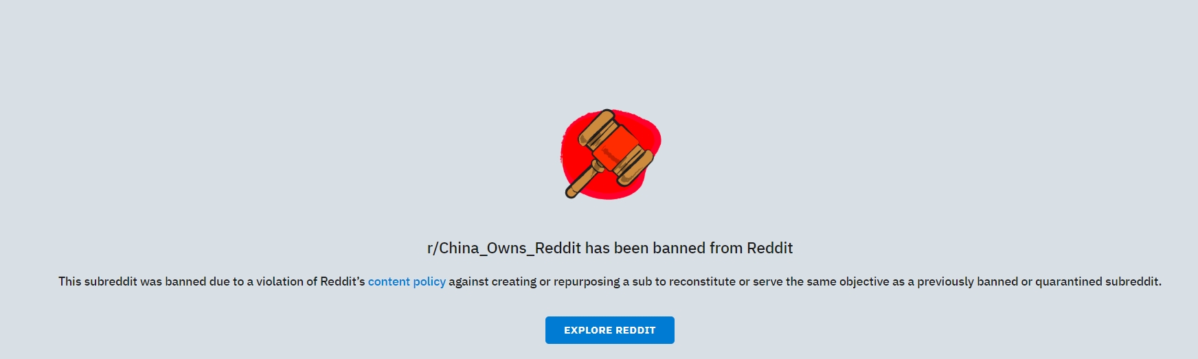 Today, reddit banned China_Owns_Reddit r/chinareddits