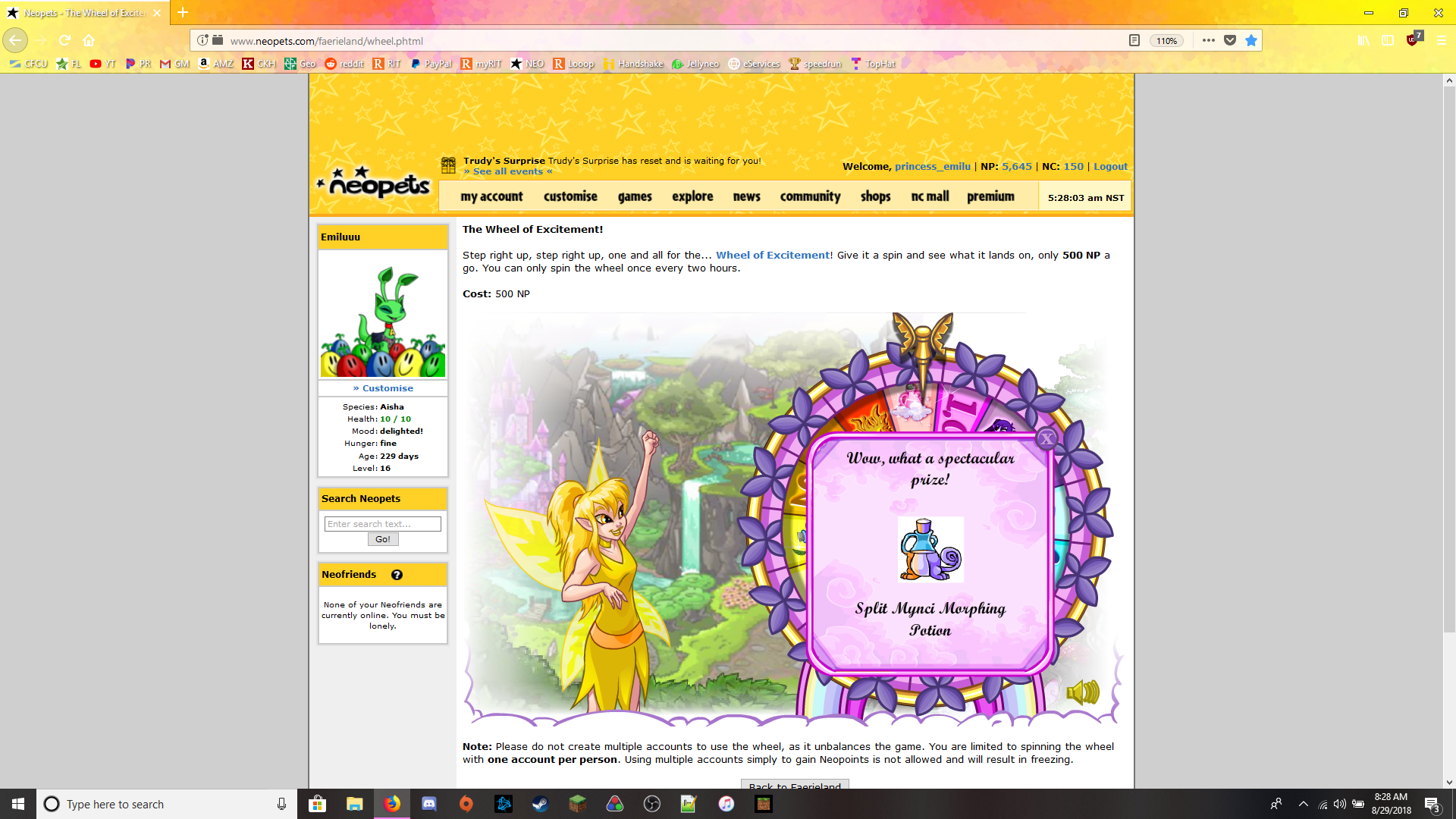 First time winning a morphing potion! r/neopets