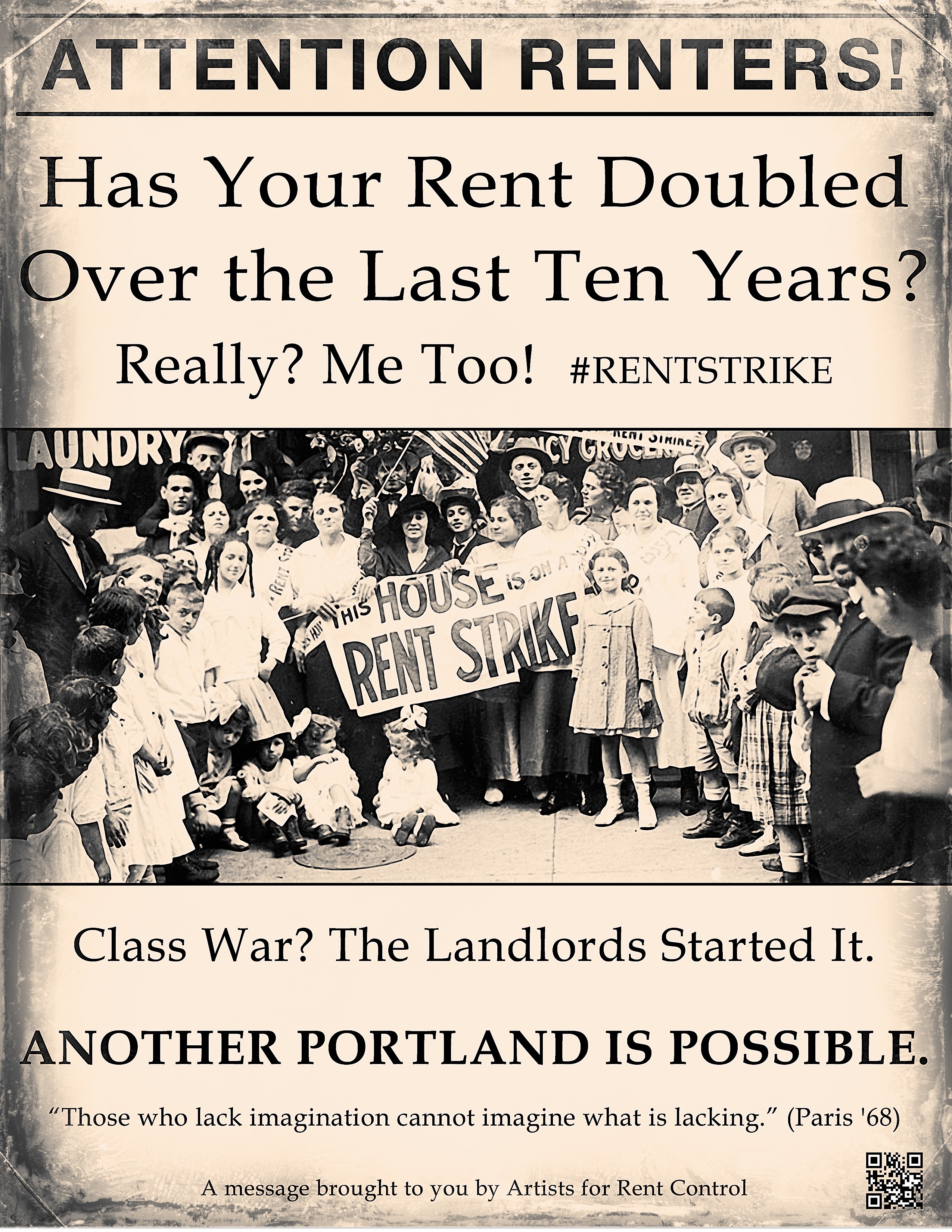 A new RENT STRIKE poster from Artists for Rent Control. Download and print in PDF https//www