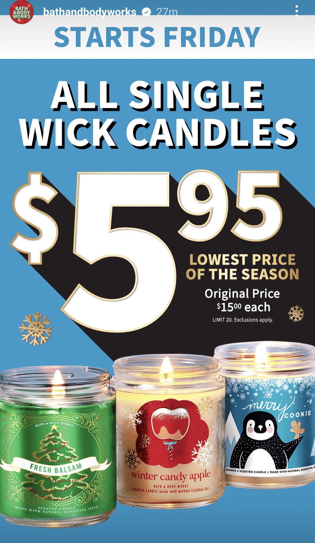 Single Wick Candle Sale Starts Tomorrow r/bathandbodyworks