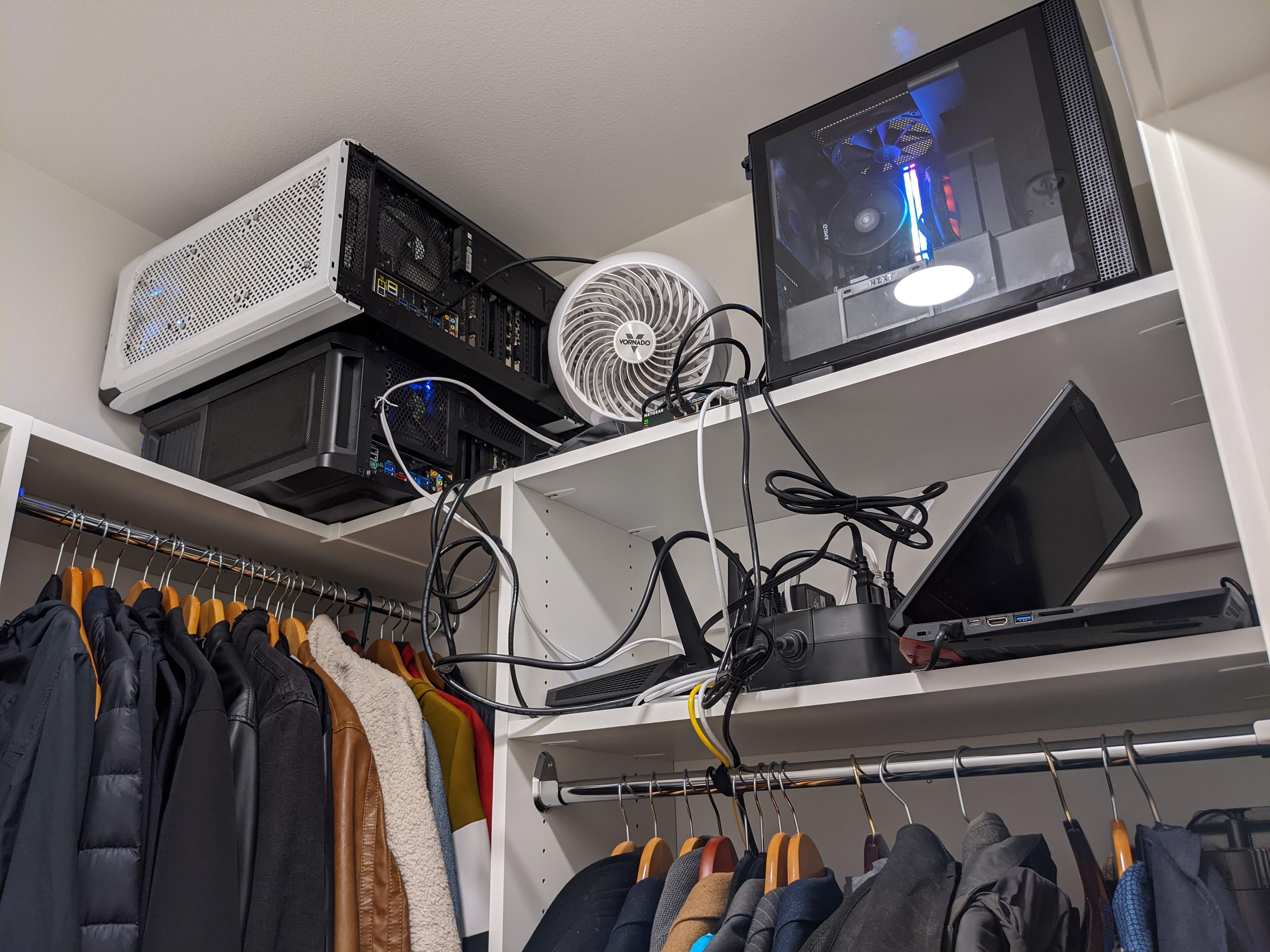 Clothing closet slowly turning into a server closet 😬 r/homelab
