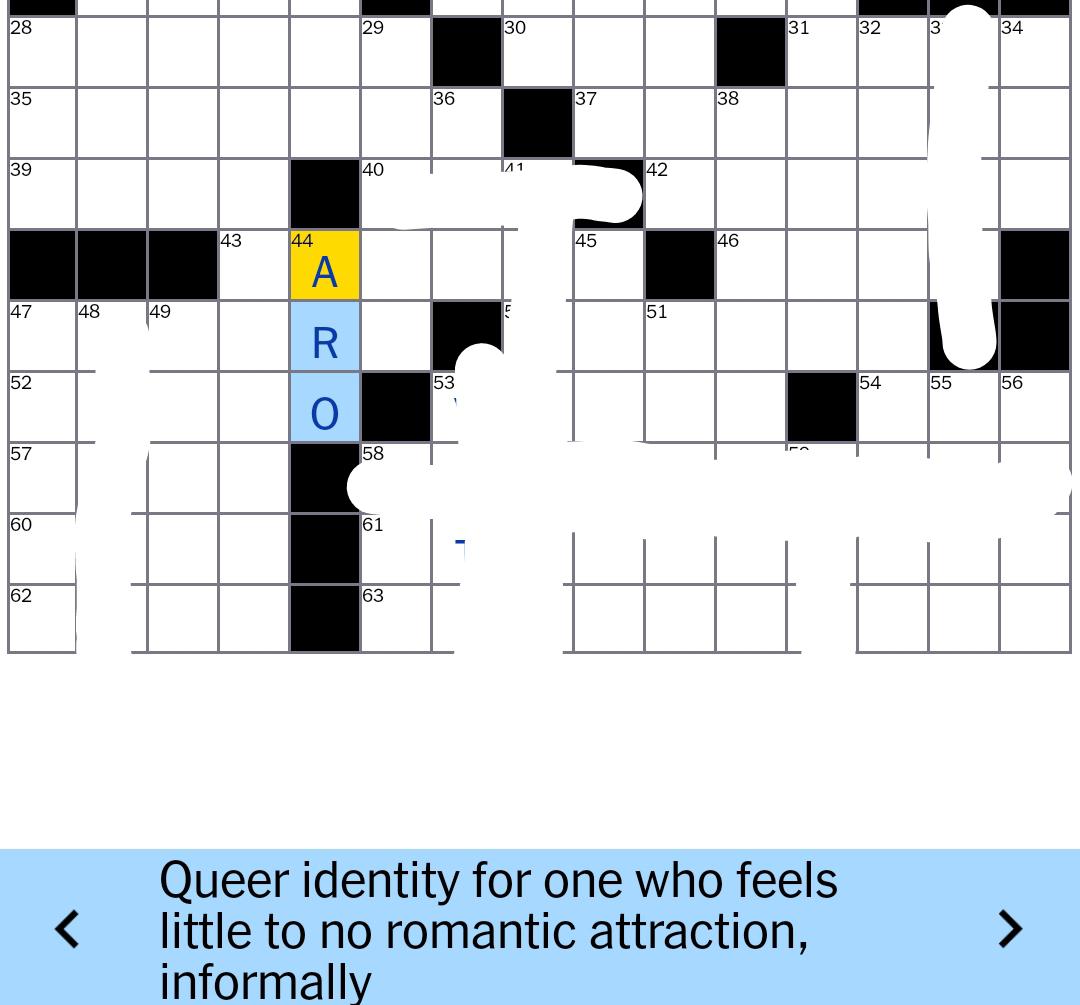 We made the NYT Sunday crossword! : r/aromantic
