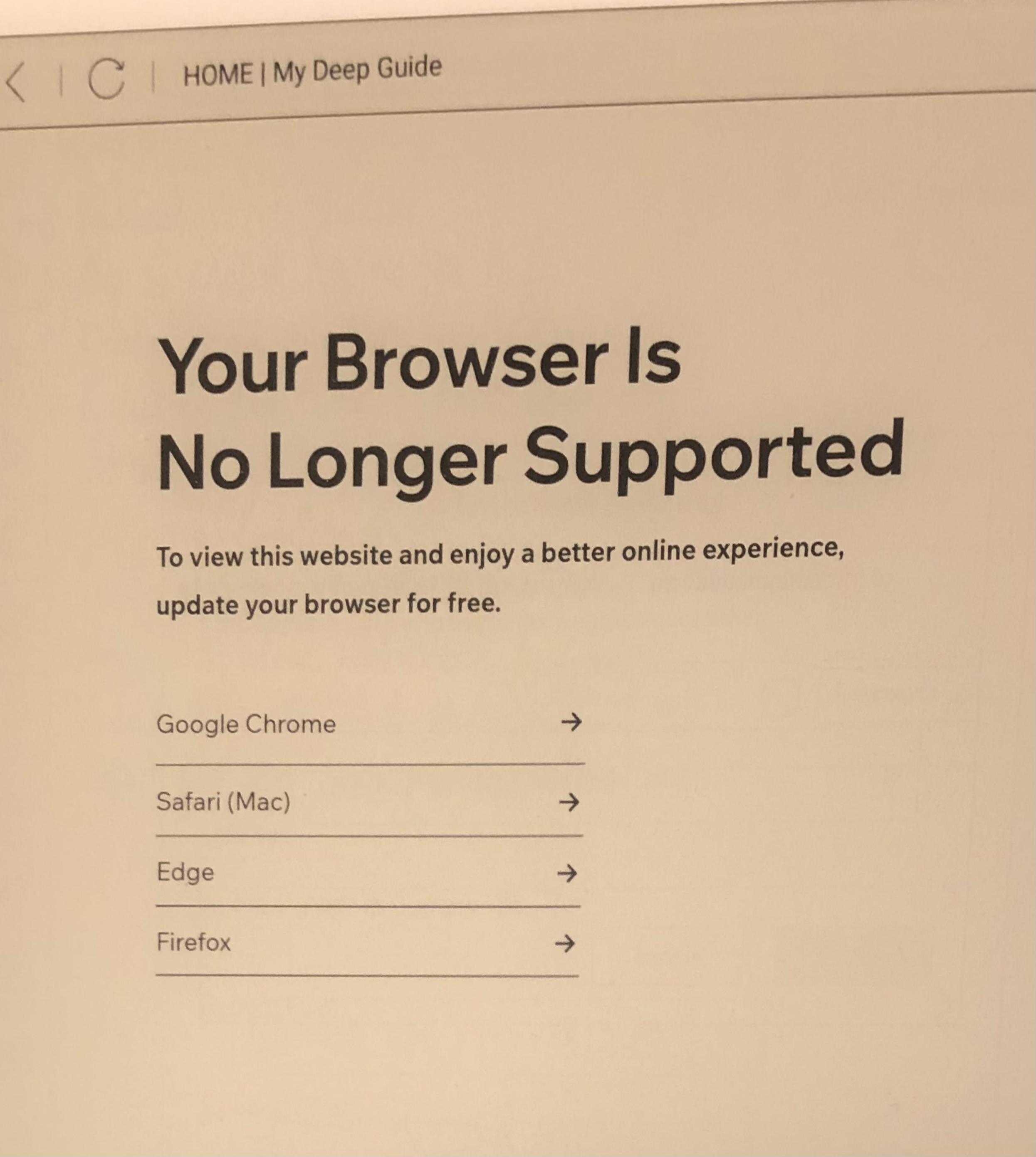 How to fix “browser no longer supported”? r/Supernote