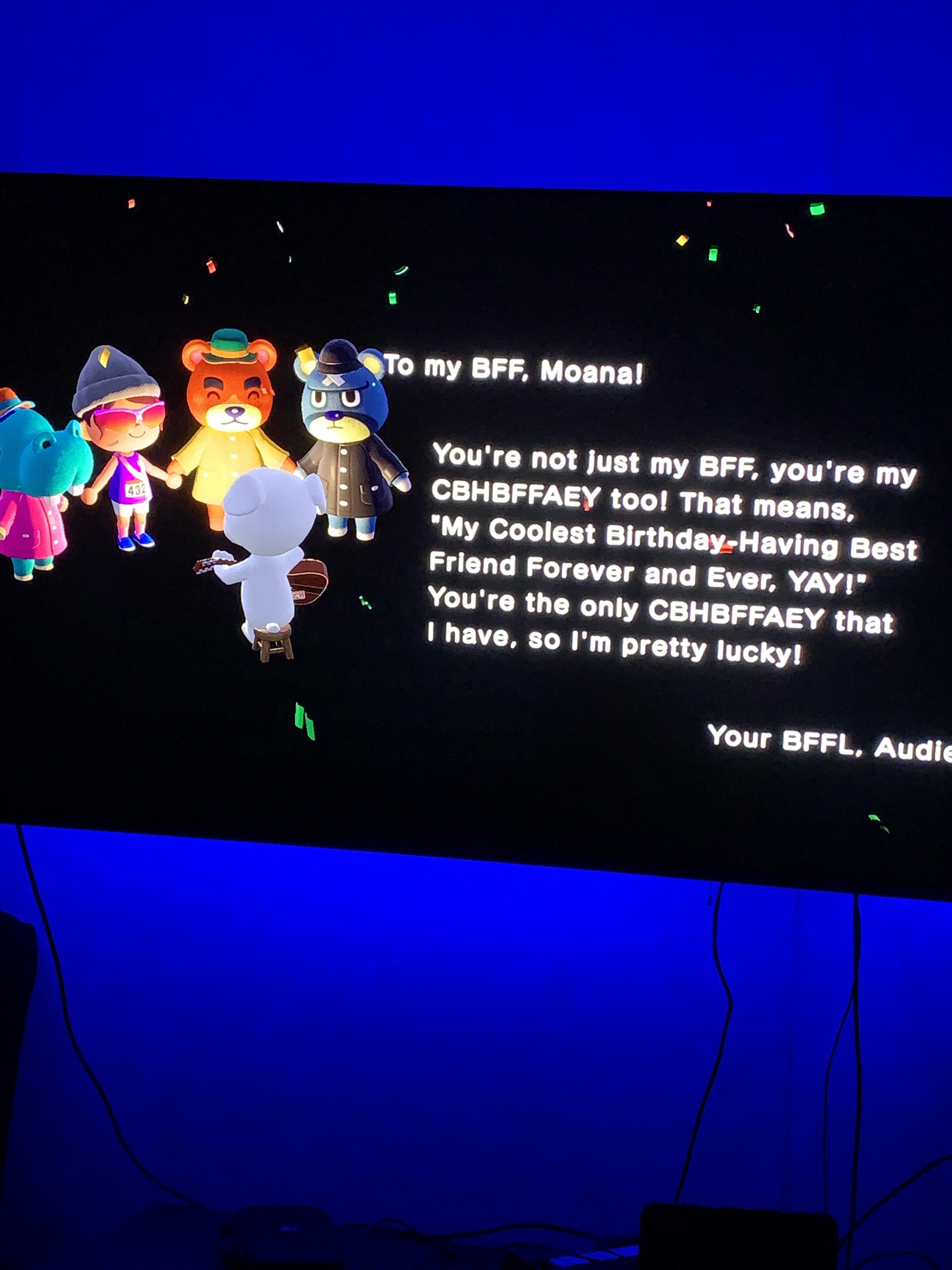 It's my birthday in Animal Crossing. And this is the best birthday wish