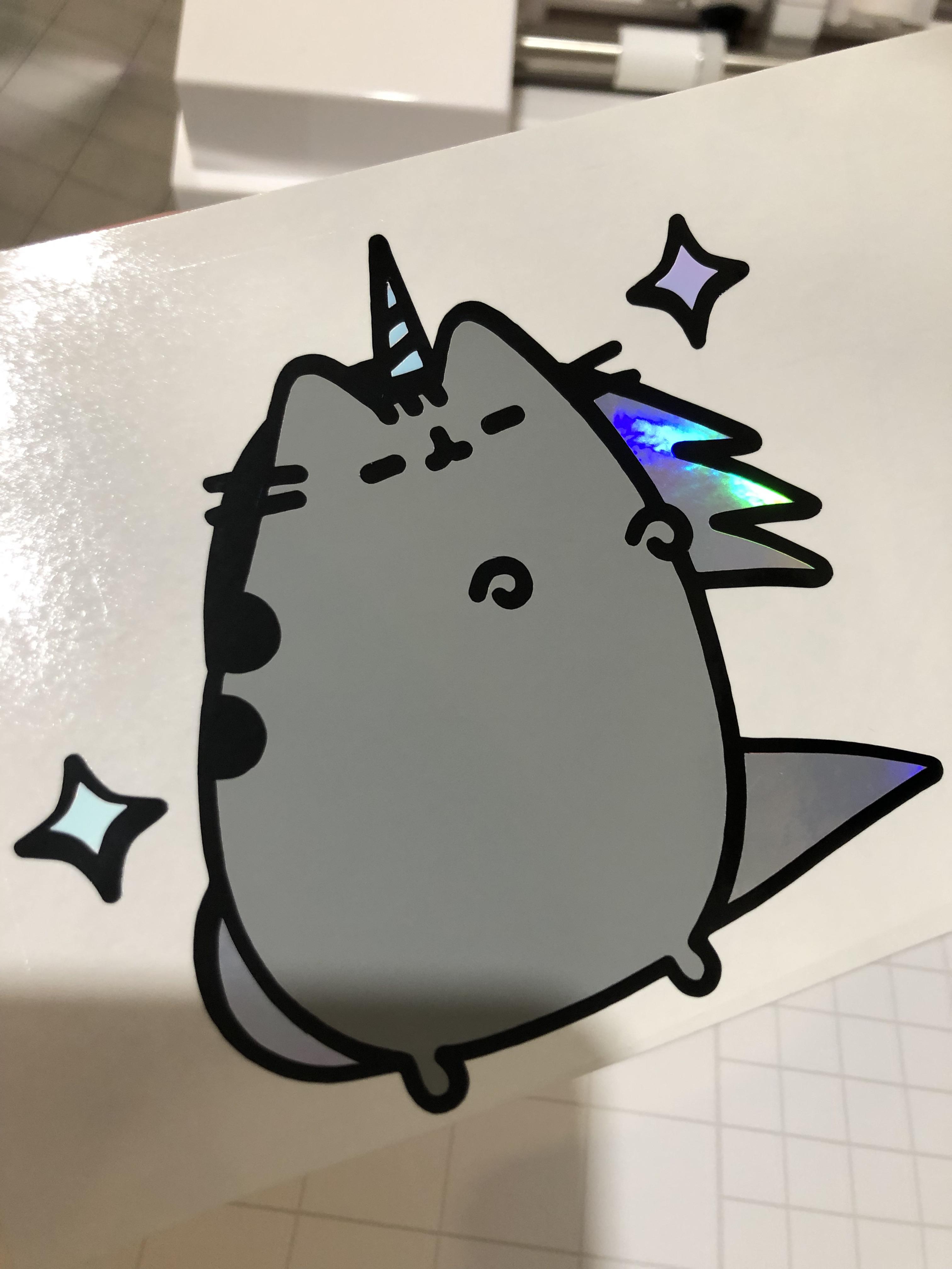 I made this cute pusheenicorn decal for my colleague r/pusheen