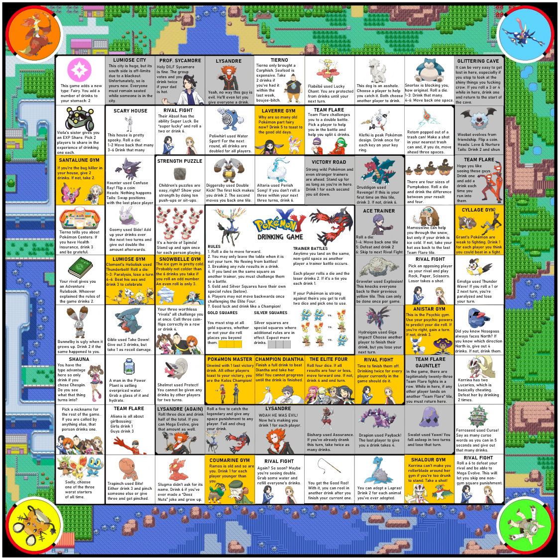 Gen 6 Pokémon Drinking Board Game r/pokemon