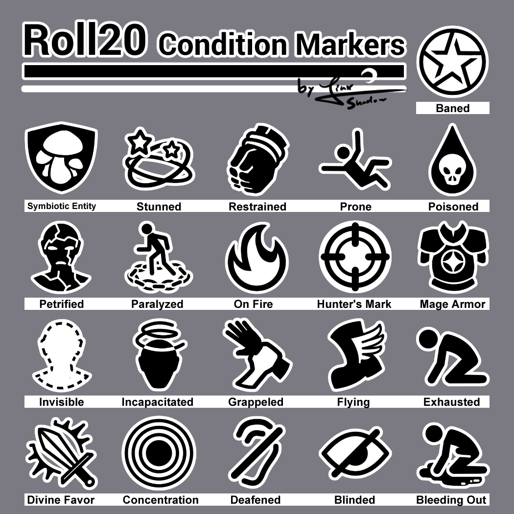 [OC] [Art] Roll20 Status Markers (because the existing ones are whack