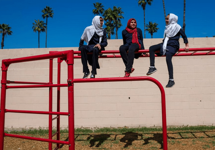 Students at the "City of Knowledge School" in Pomona, in the days