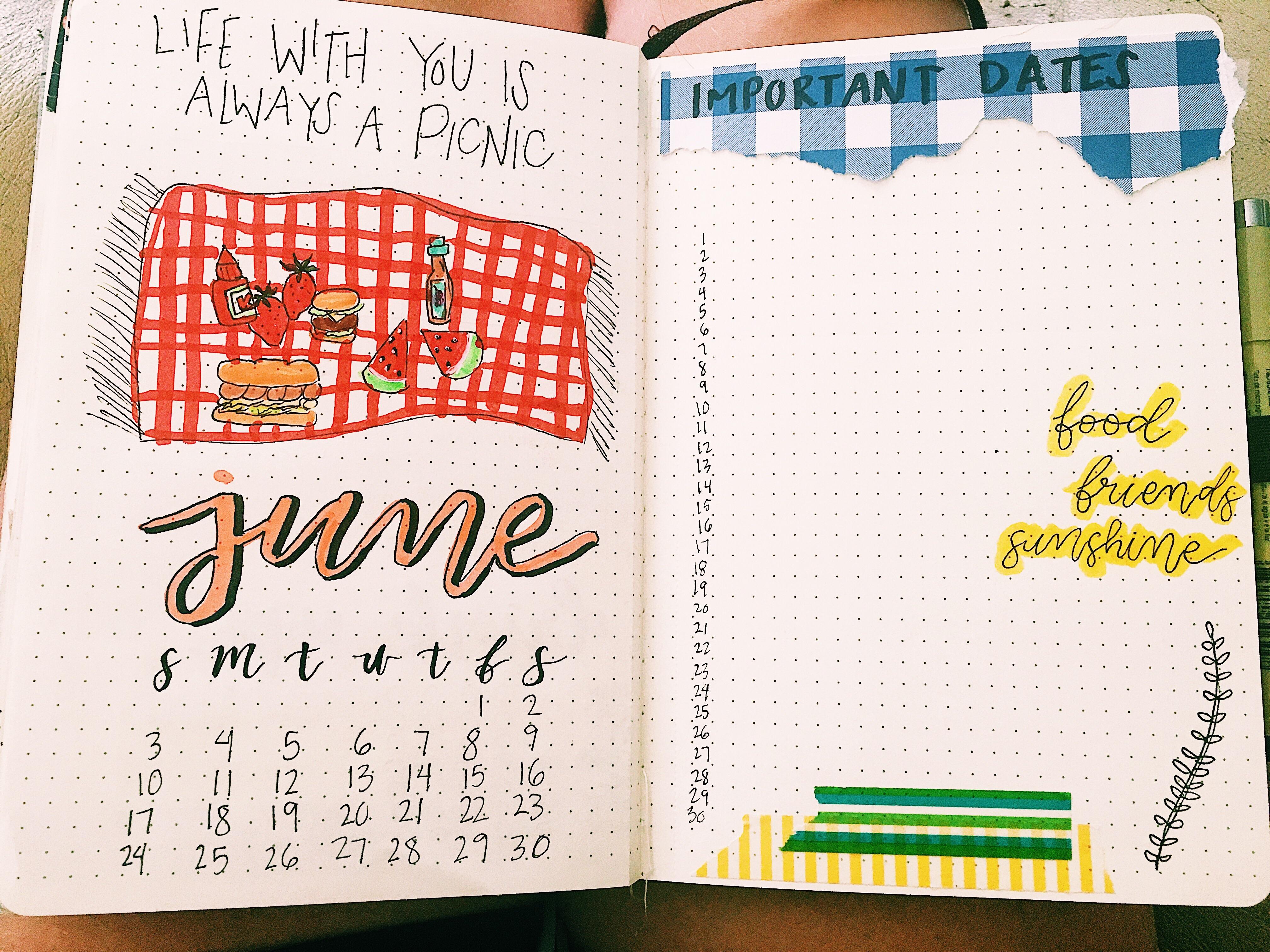 Here is my picnic theme bullet journal ) youtube channel is Plan With
