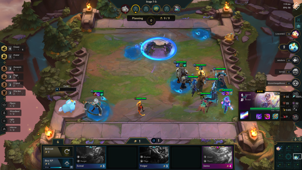 First game of TFT on the PBE. Managed to get the lvl 3 lux! Still lost