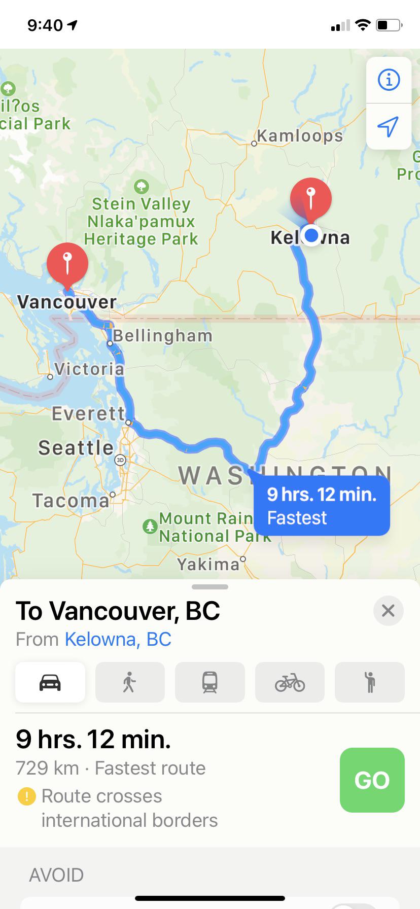 I asked Google maps for directions to Vancouver r/kelowna