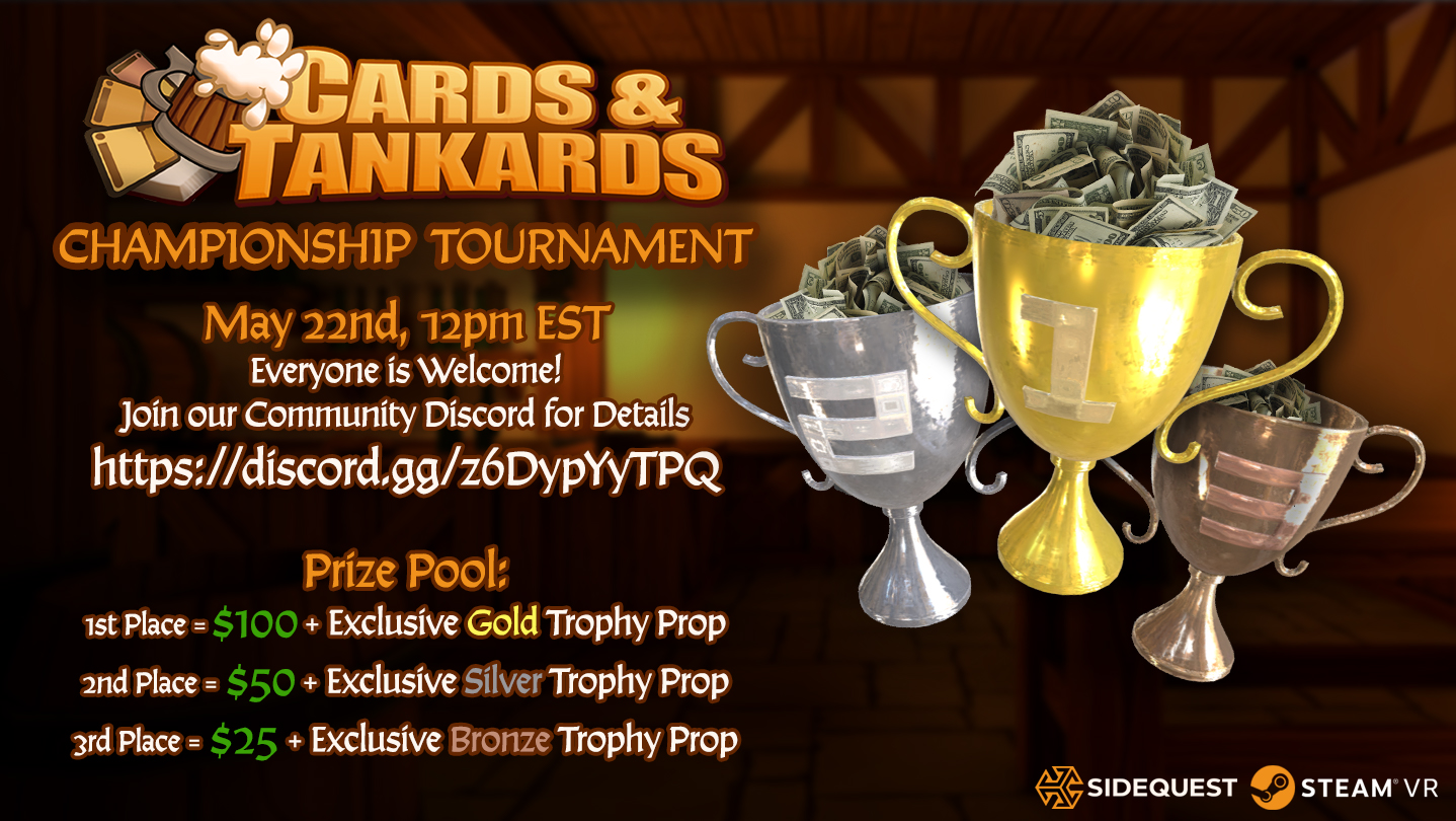 Championship Tournament for TCG Cards & Tankards with cash prizes on 5/